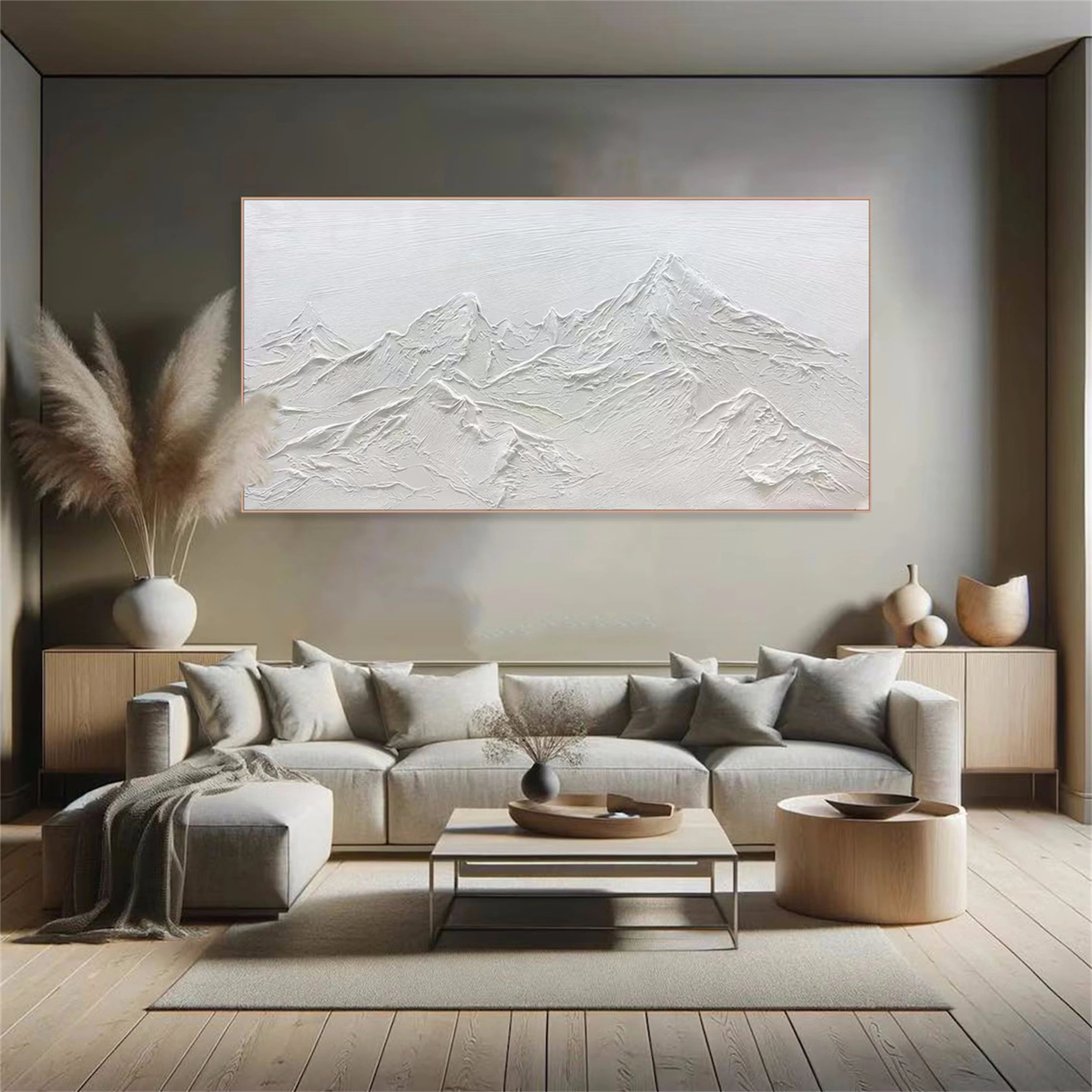 White Minimalist Textured Painting Canvas #MM107