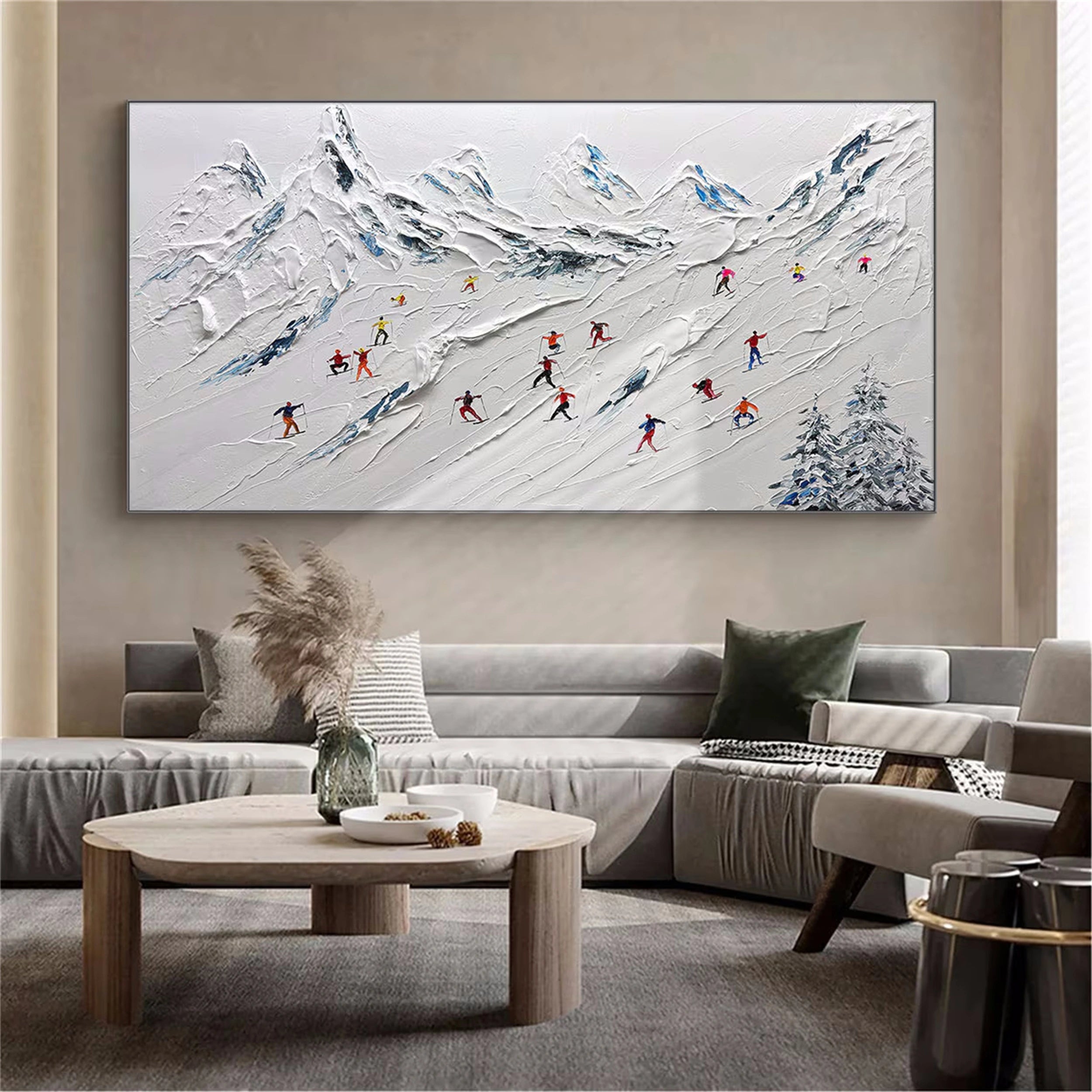 Custom Order for Skiing Sport Art Textured Painting Canvas #MM115