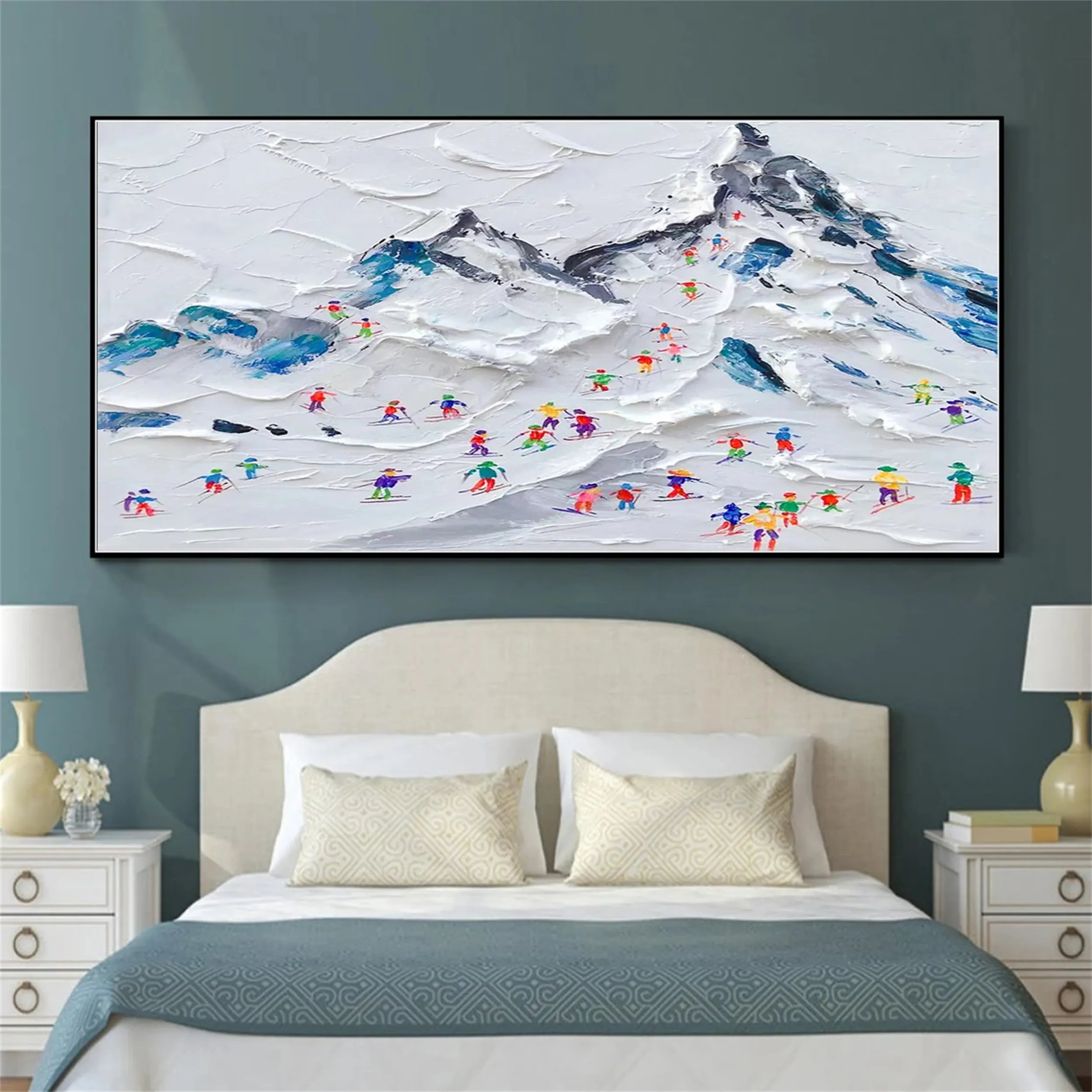 Skiing Sport Art Textured Painting Canvas #MM231
