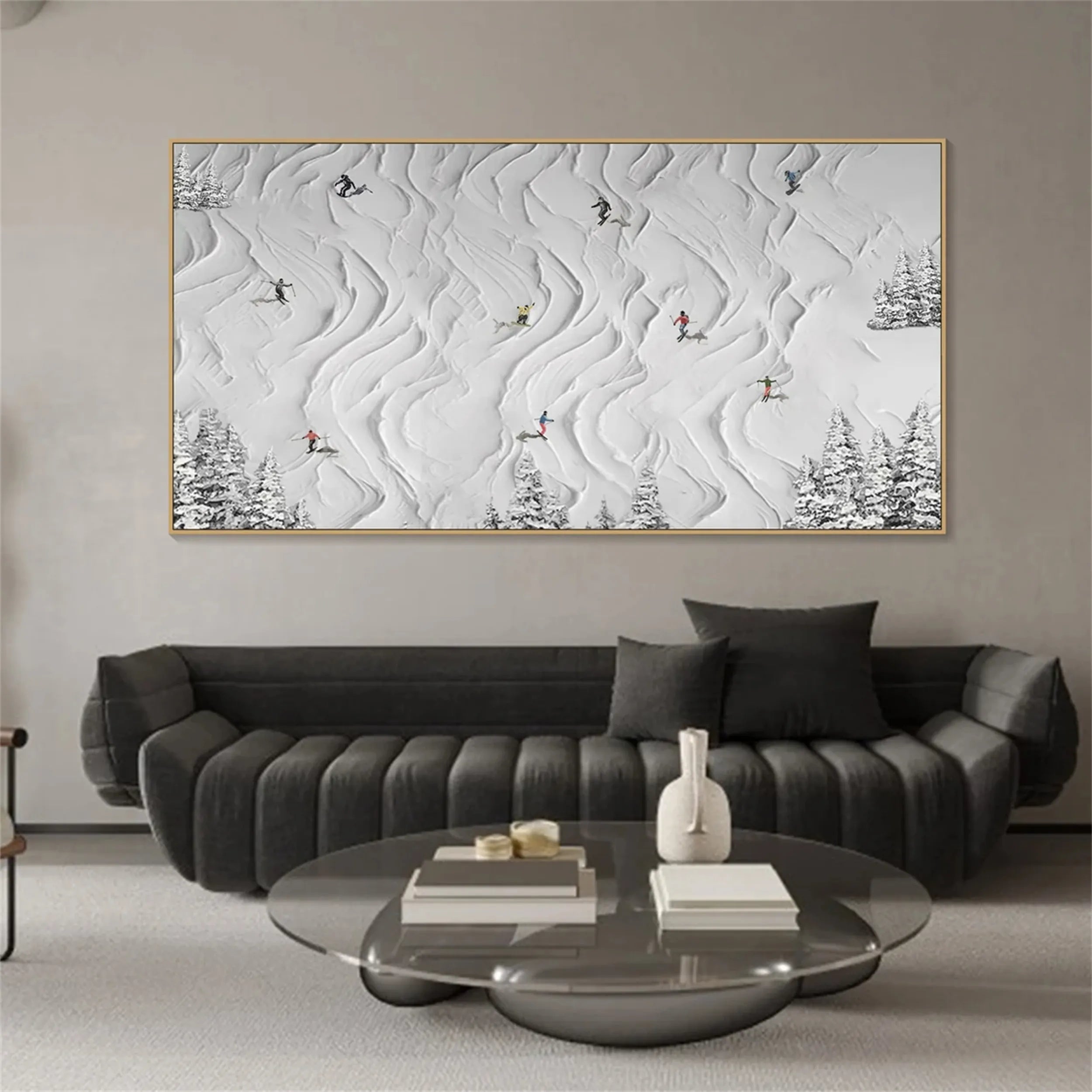 Skiing Sport Art Textured Painting Canvas #MM212