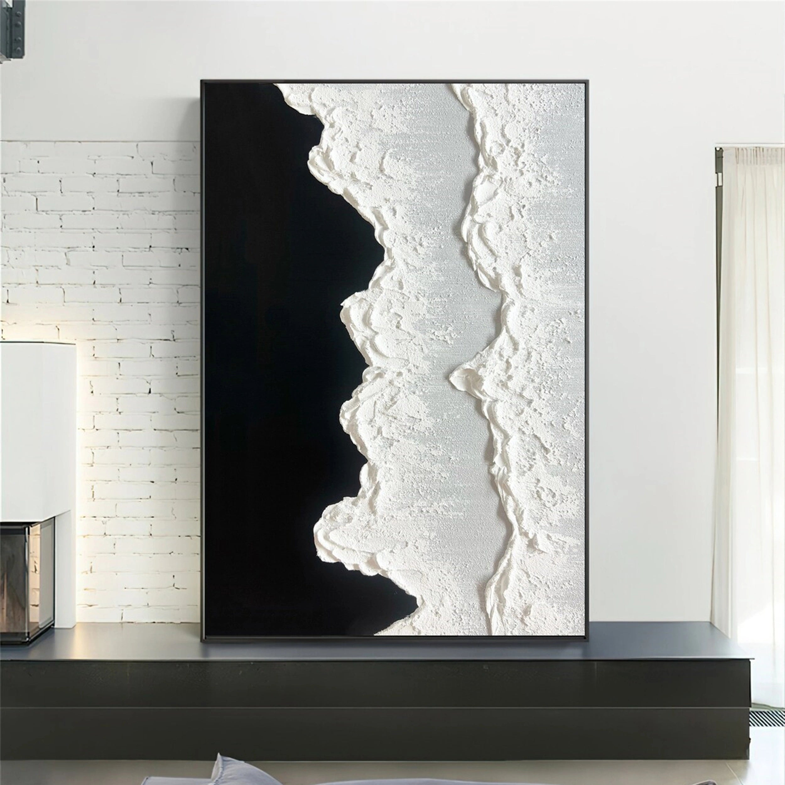 Black White Textured Minimalist Wall Art #MZ061
