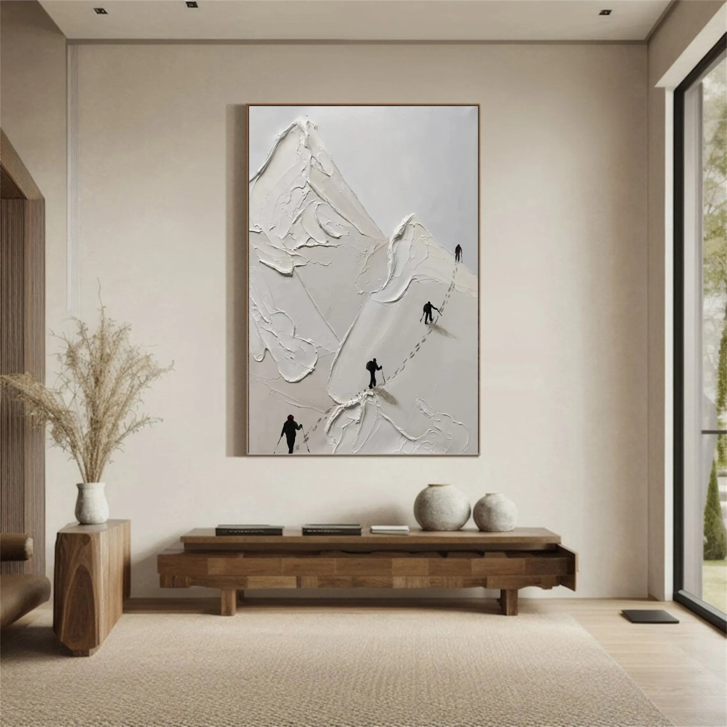 Skiing Sport Art Textured Painting Canvas #MM233