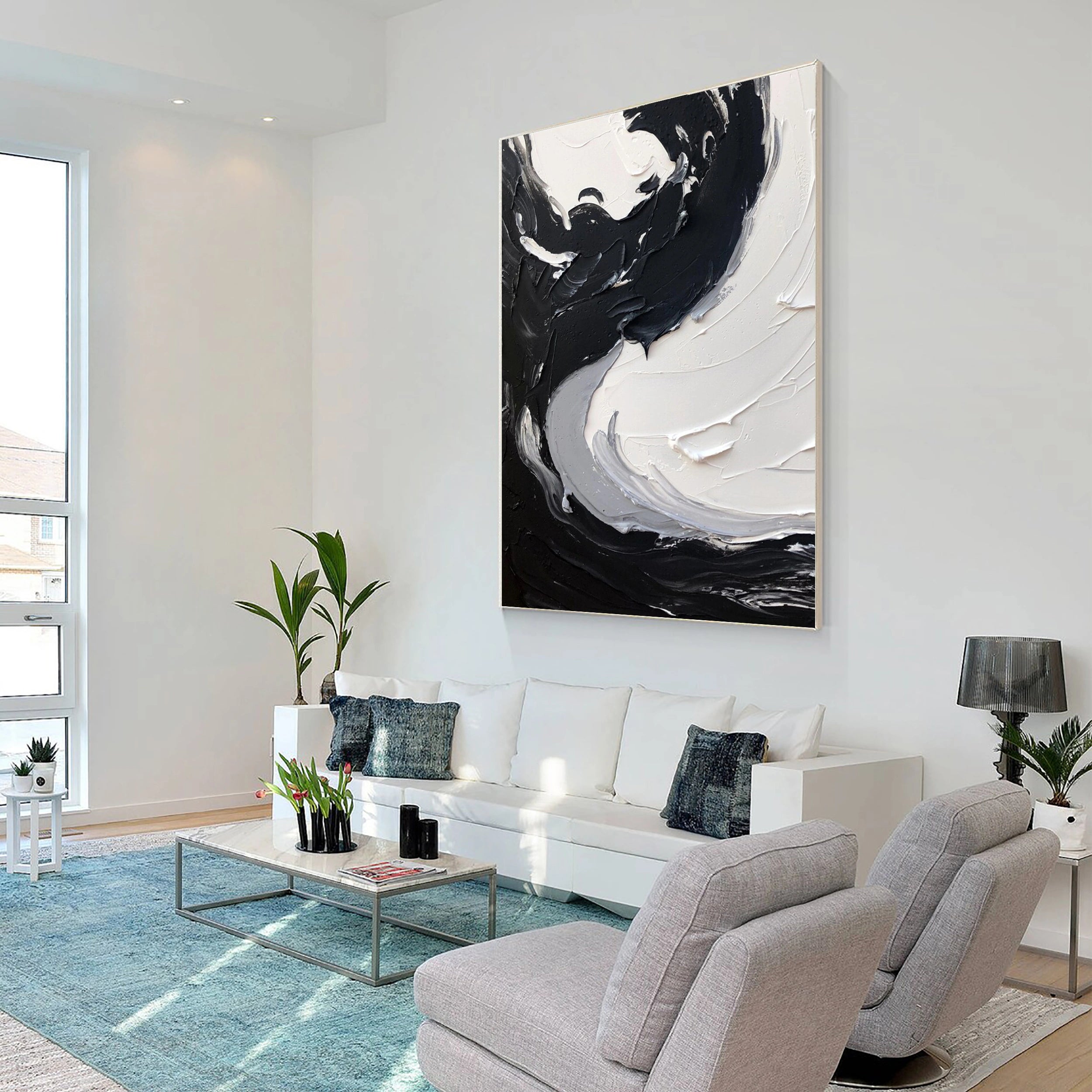 Black White Textured Minimalist Wall Art #MZ068