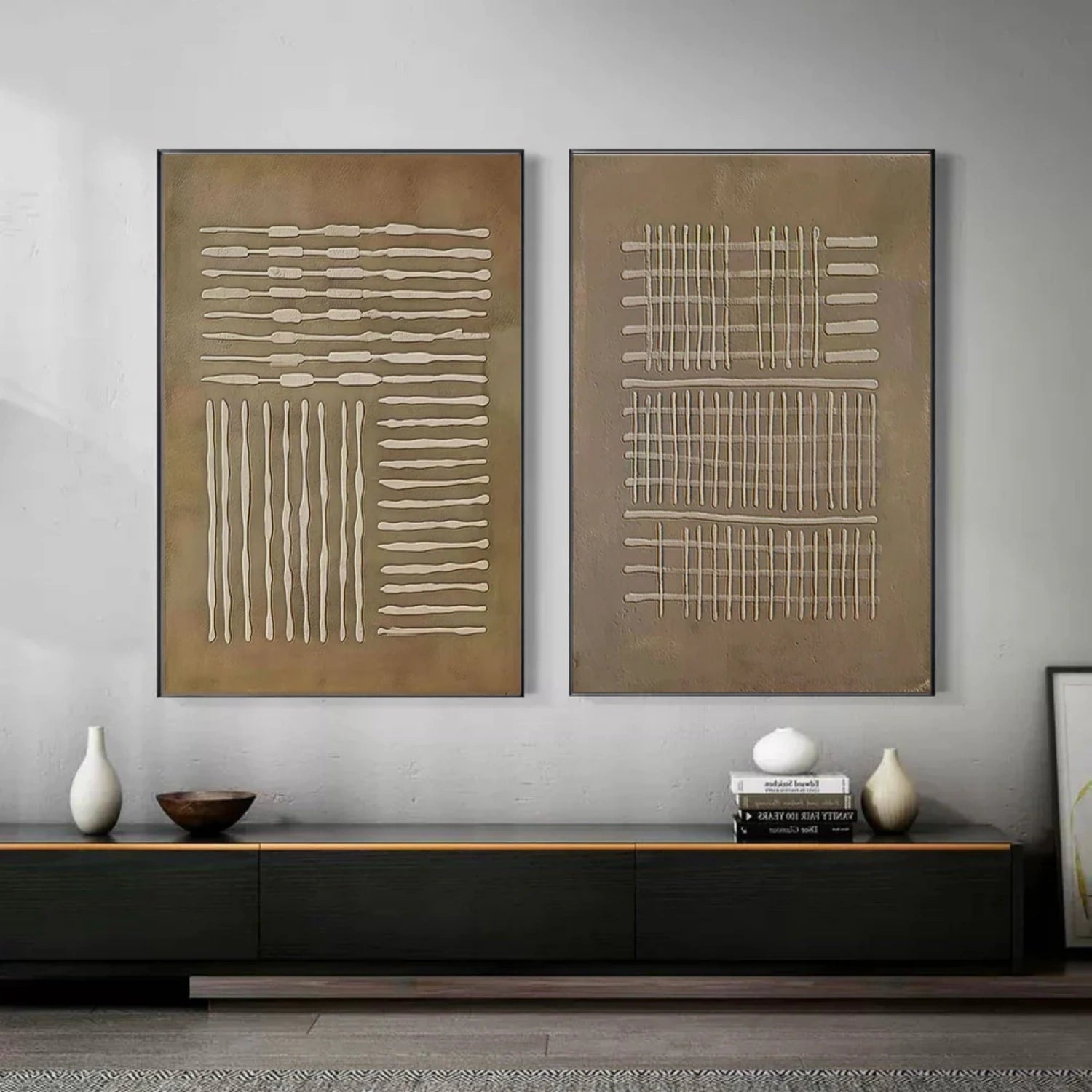 Beige & Brown Abstract Set of 2 #BB154