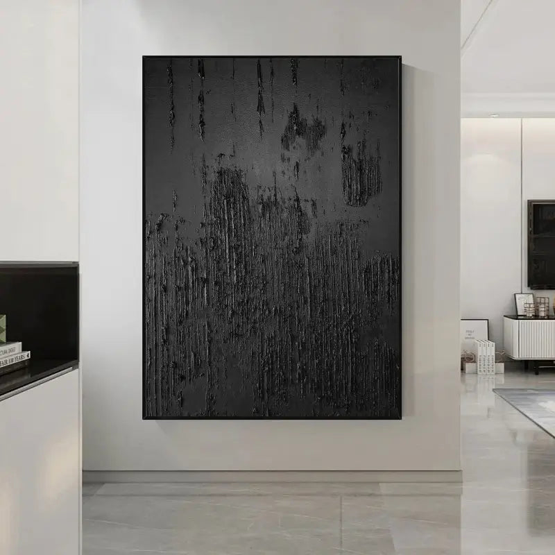 Black Minimalist Textured Wall Art #MZ010