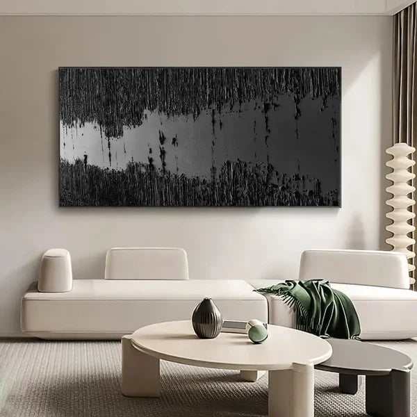 Black Minimalist Textured Painting #MZ014