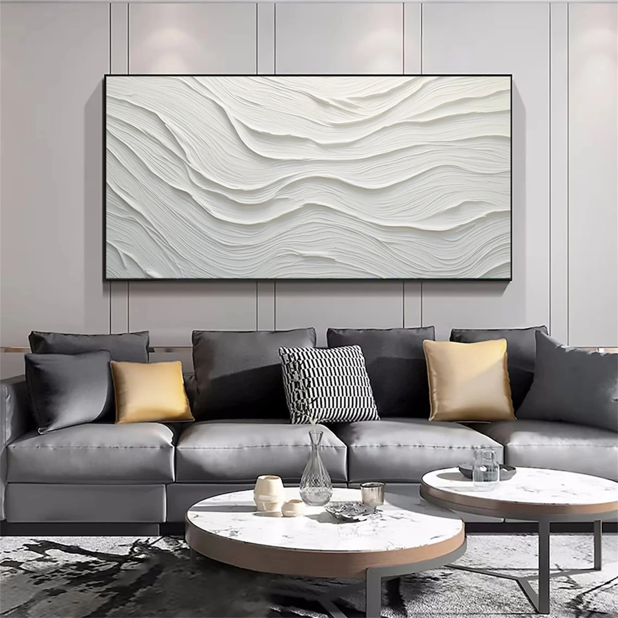 White Minimalist Textured Painting Canvas #MM180