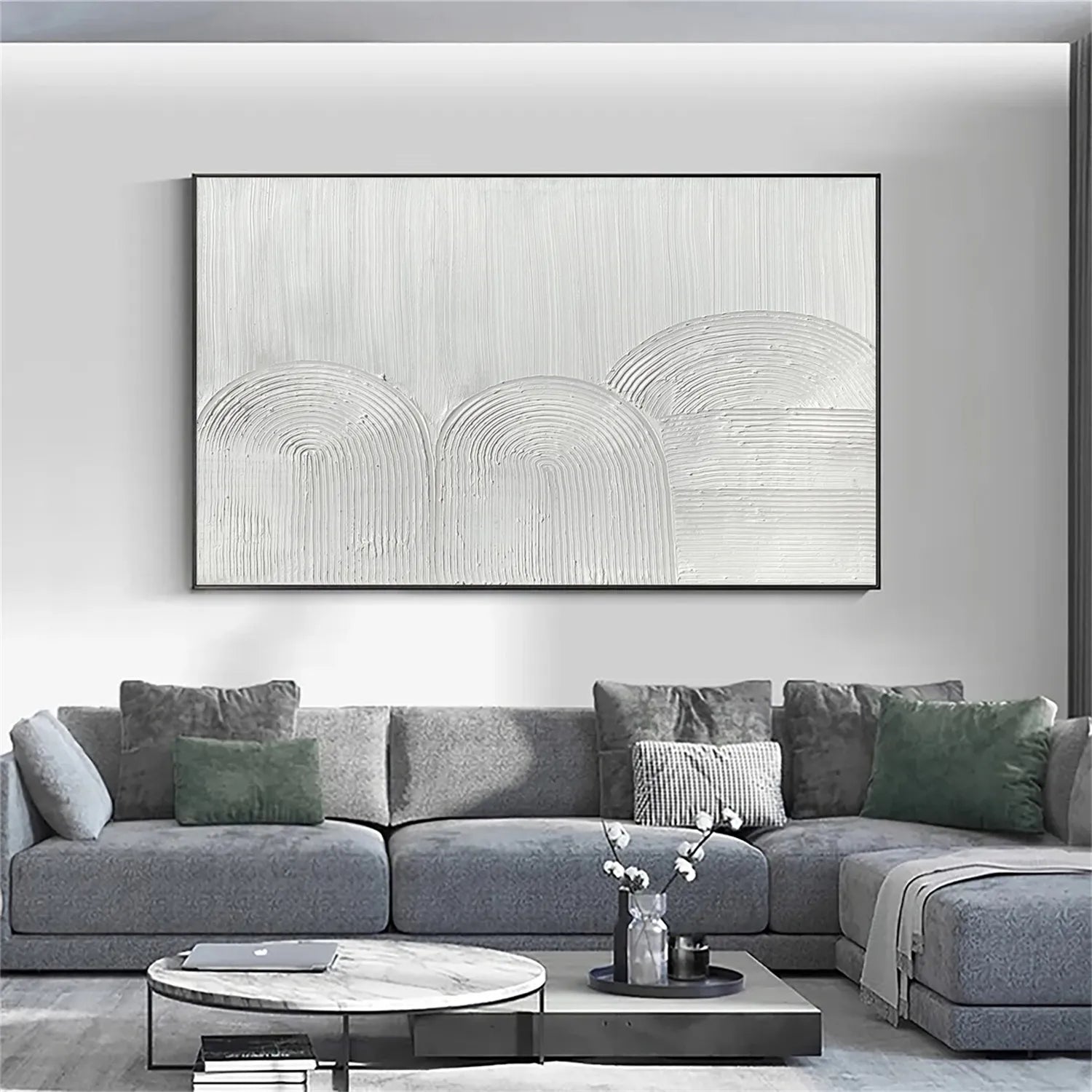 White Minimalist Textured Painting Canvas #MM280