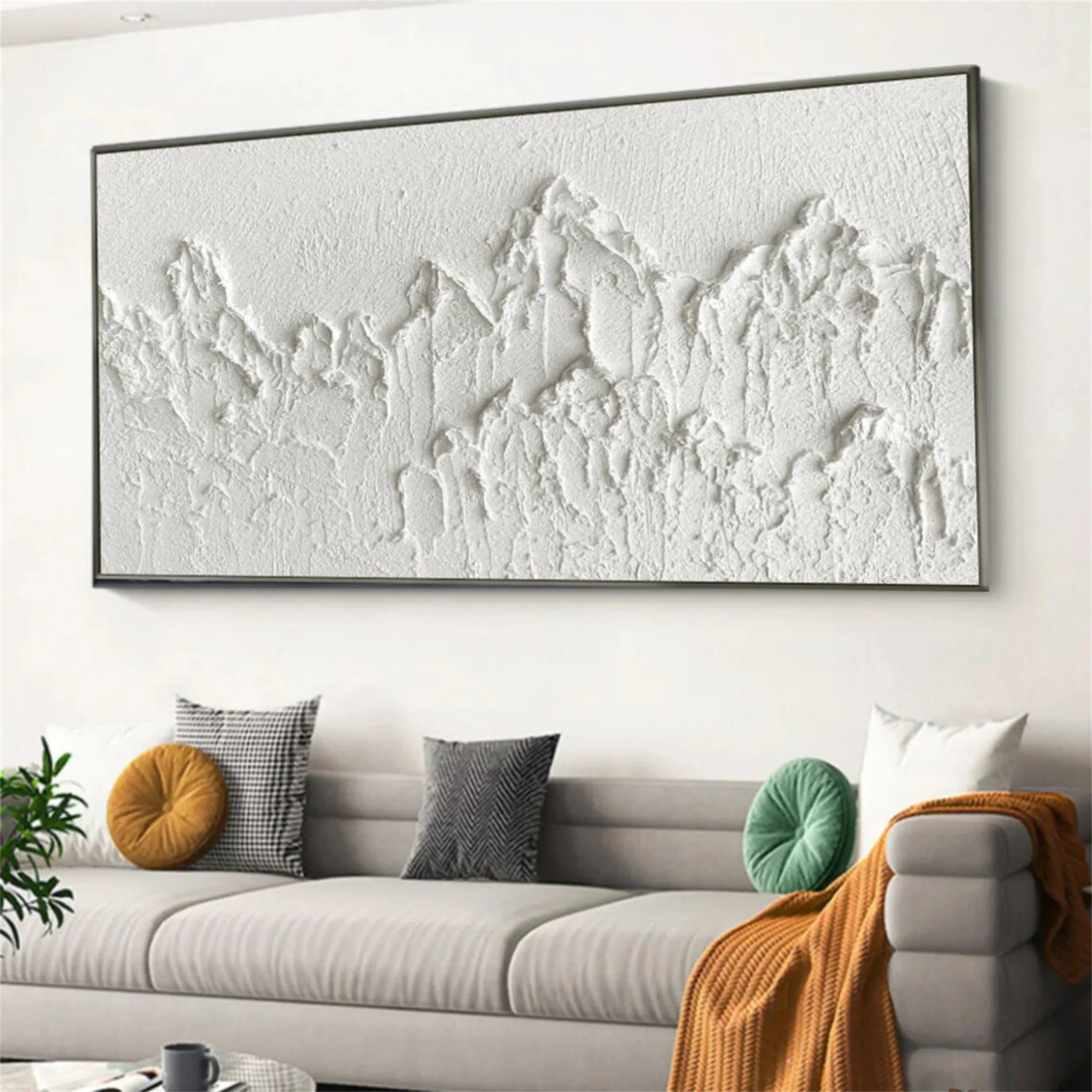 White Minimalist Textured Painting Canvas #MM195