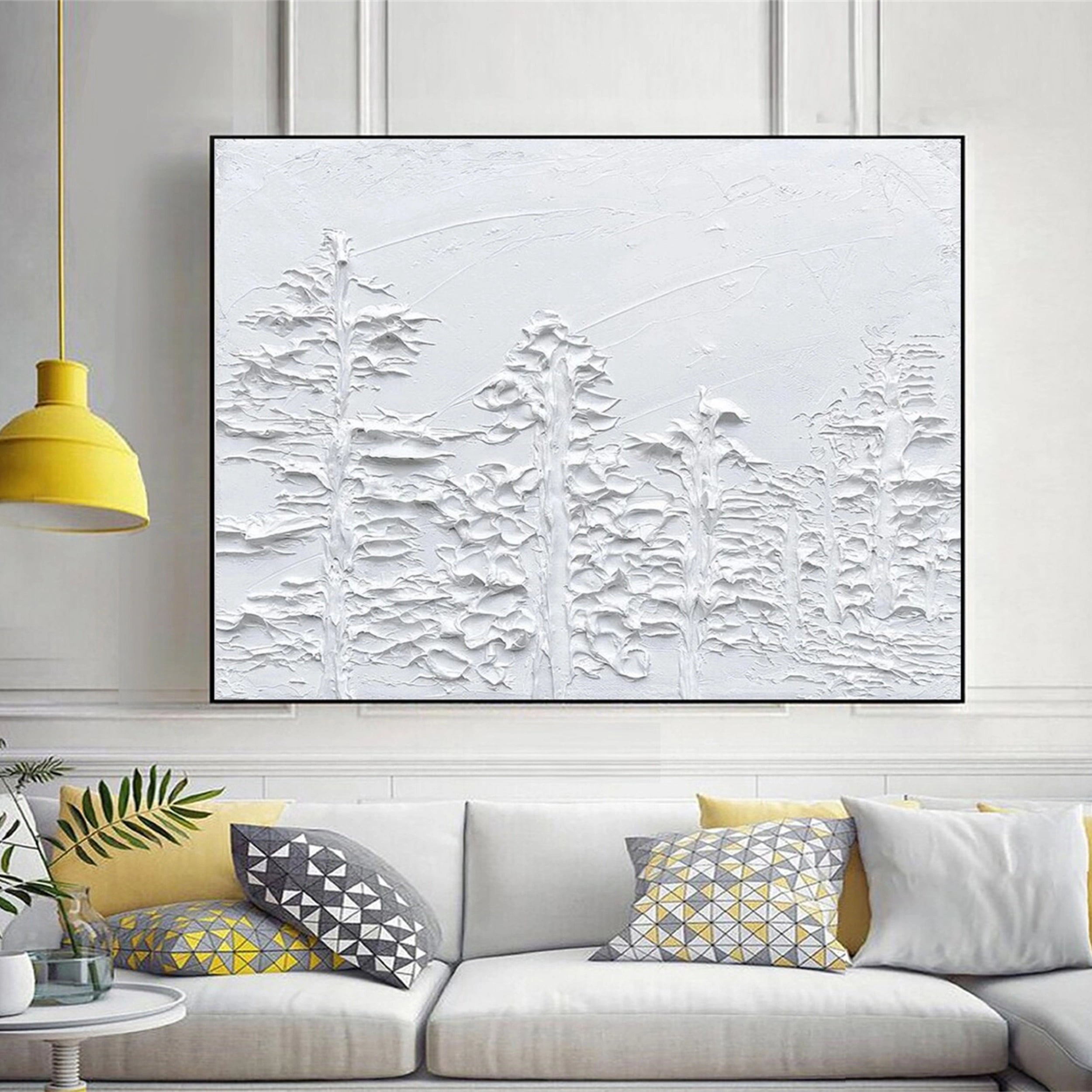 White Minimalist Textured Painting Canvas #MM121