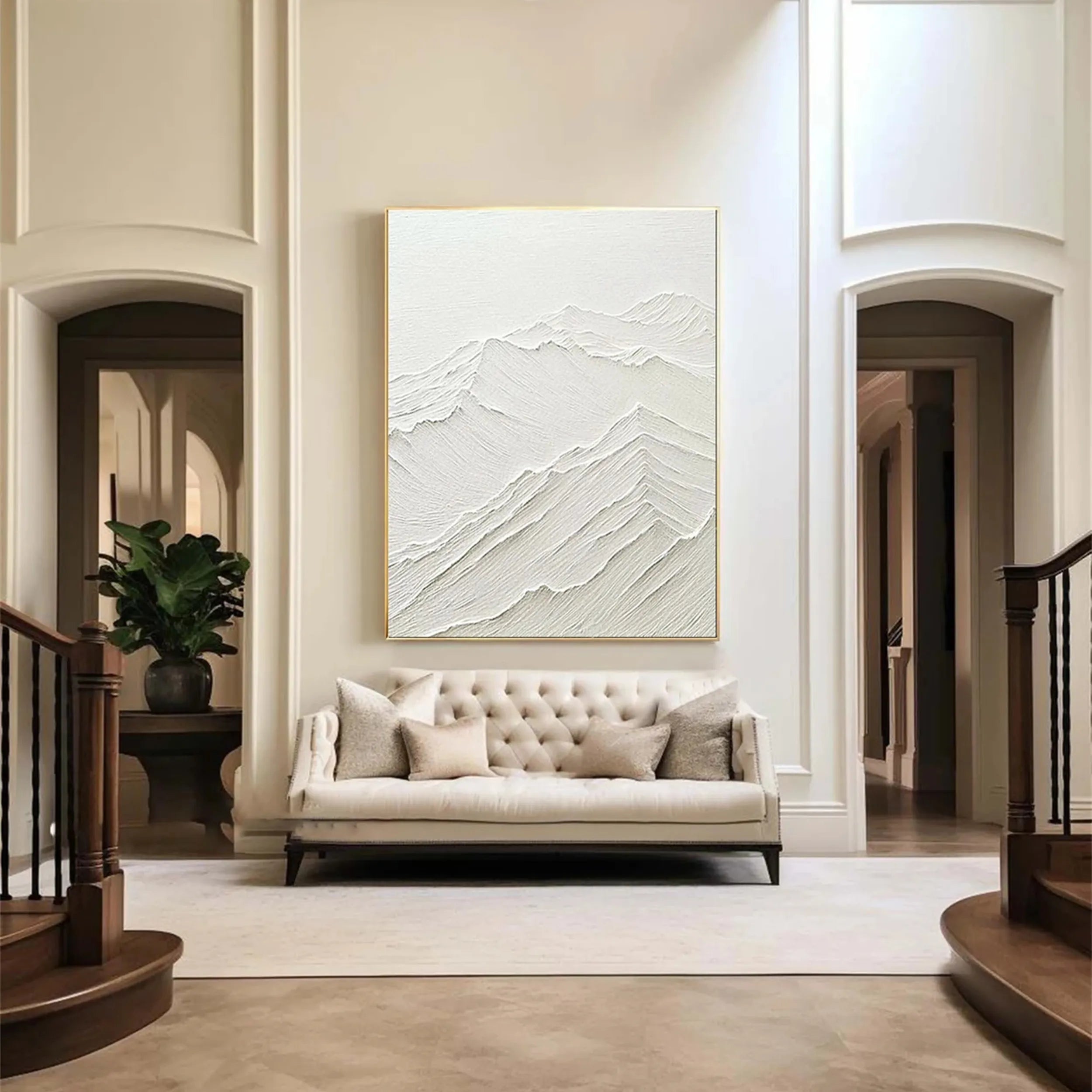 White Minimalist Textured Painting Canvas #MM192