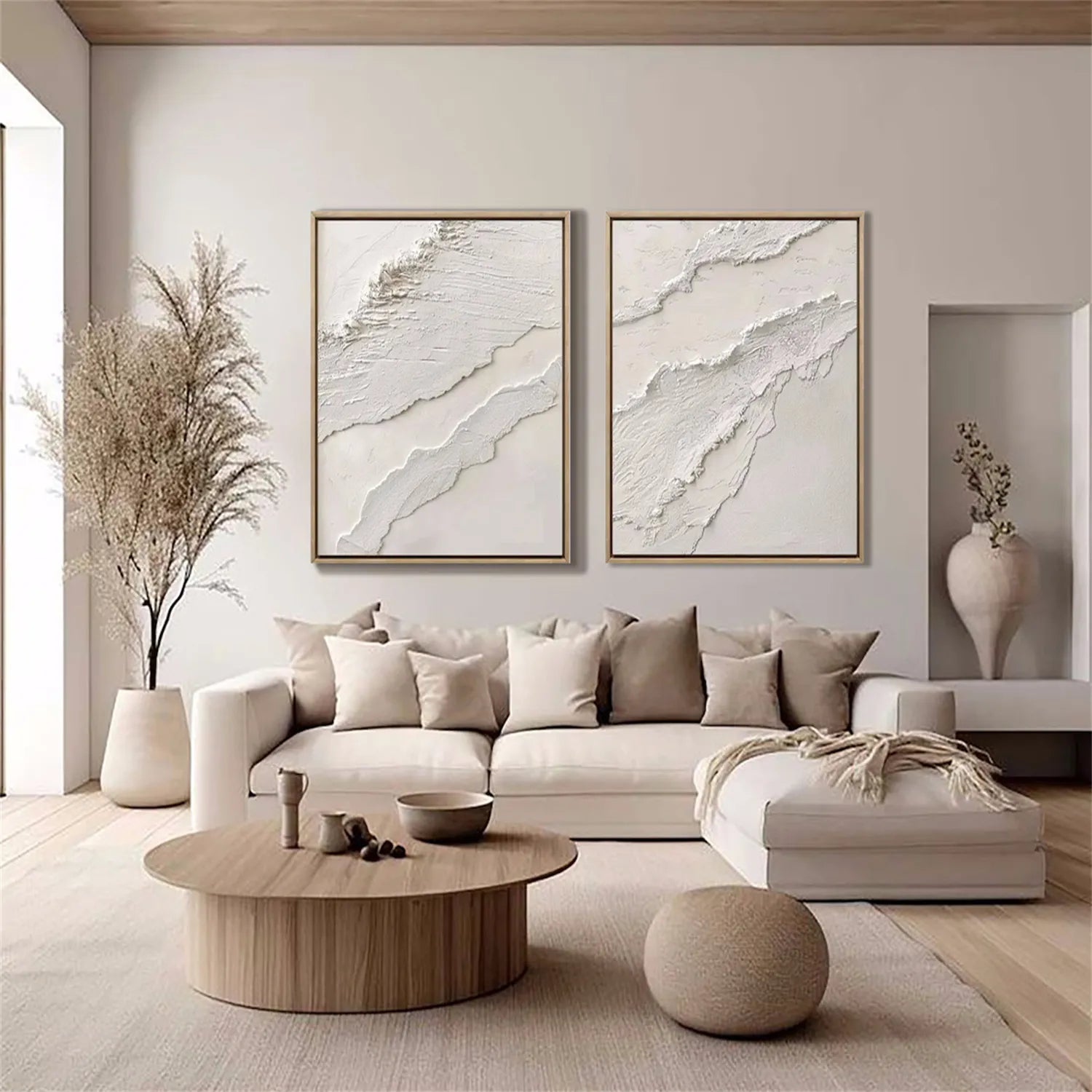 Plaster Art Minimalist Textured Paintings Set of 2 #MM277