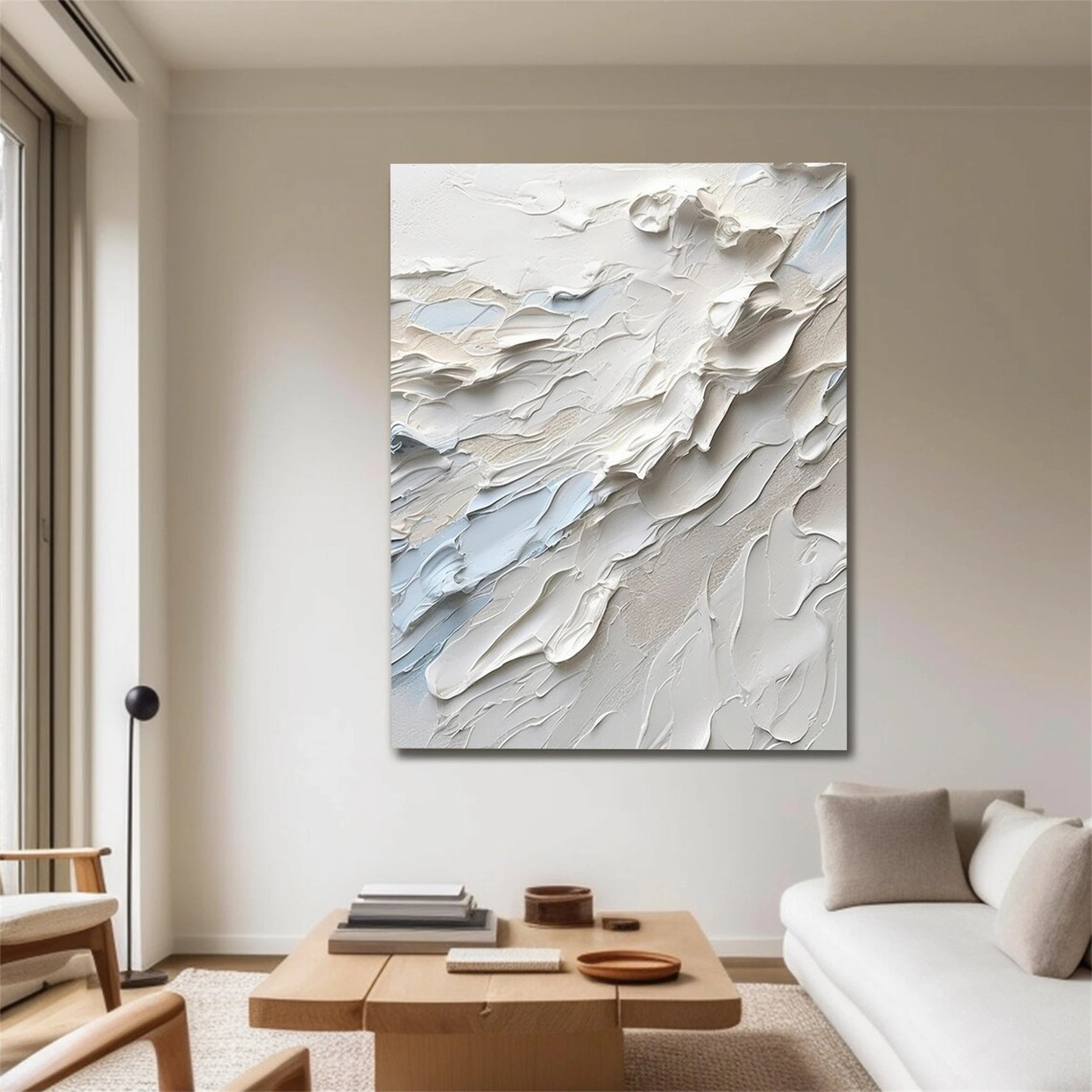 White Minimalist Textured Painting Canvas #MM154