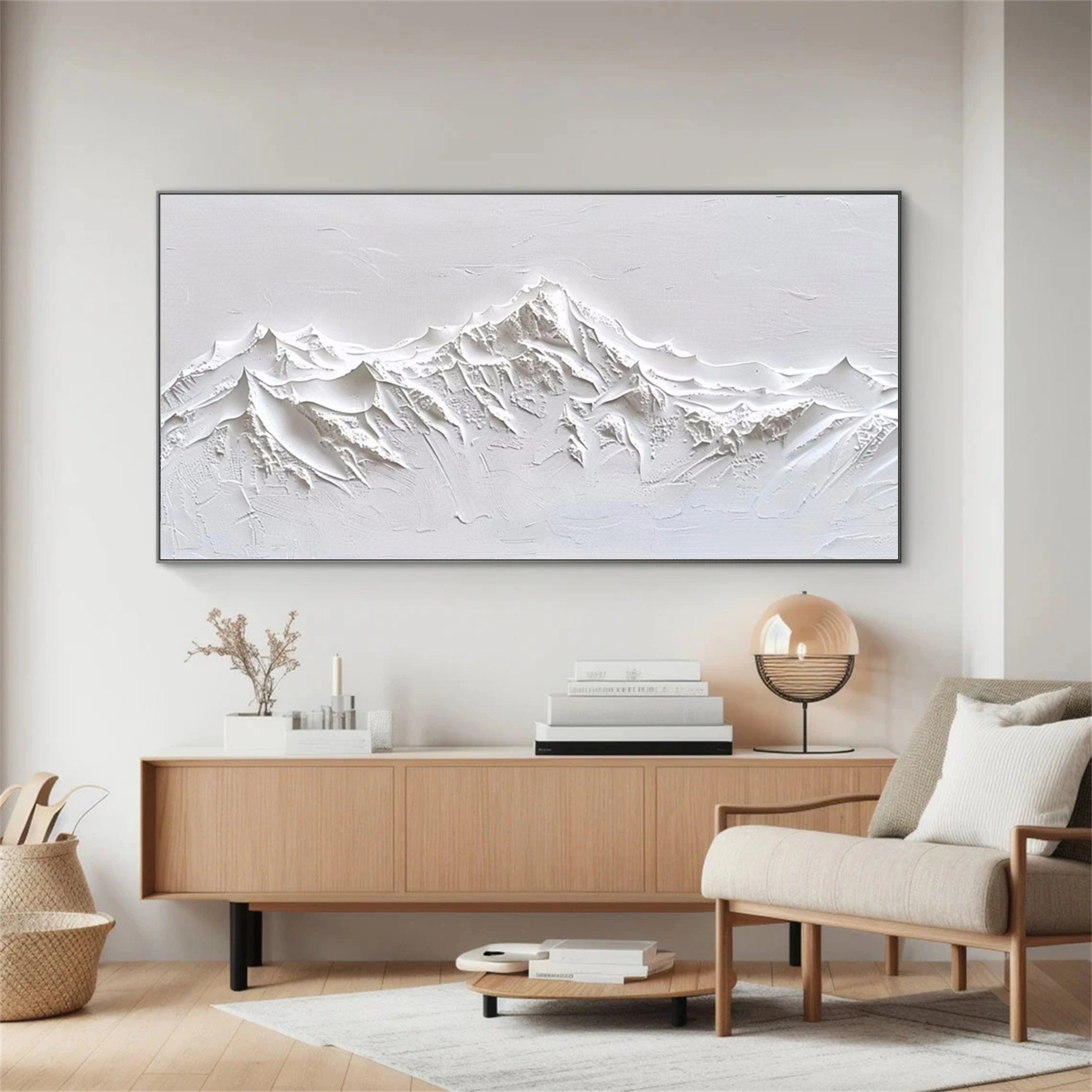 White Minimalist Textured Painting Canvas #MM132