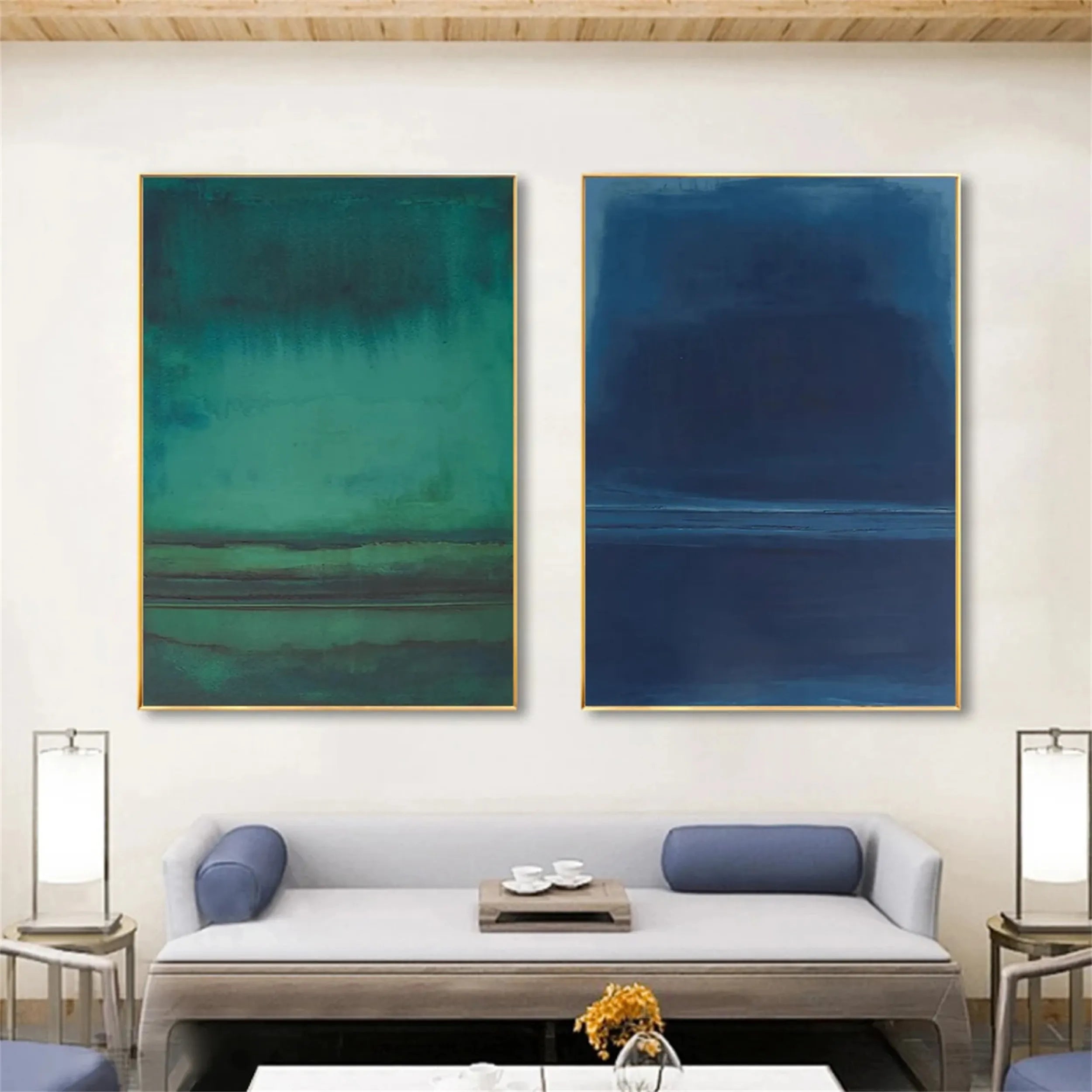 Blue & Green Abstract Set of 2 #BG053