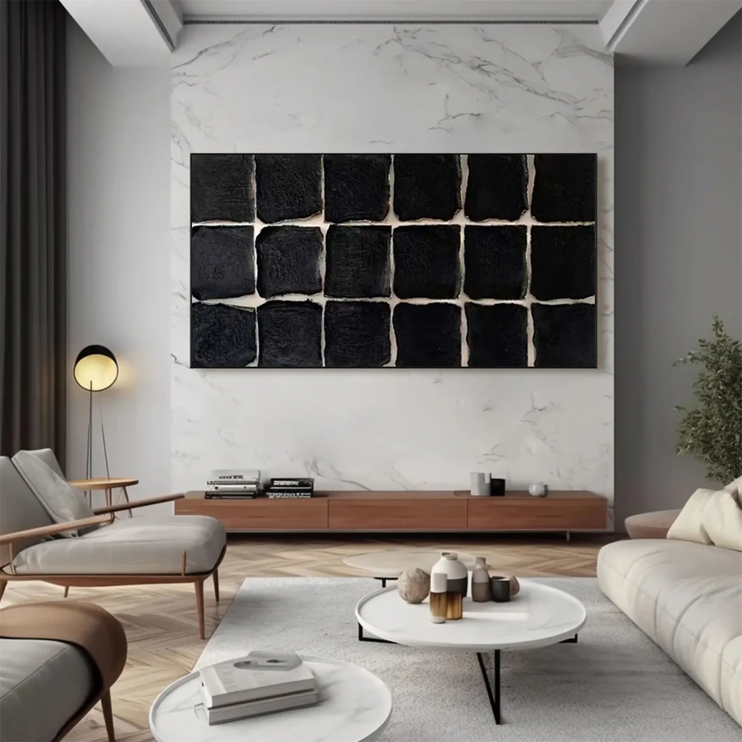 Black Minimalist Textured Painting Canvas #MZ116