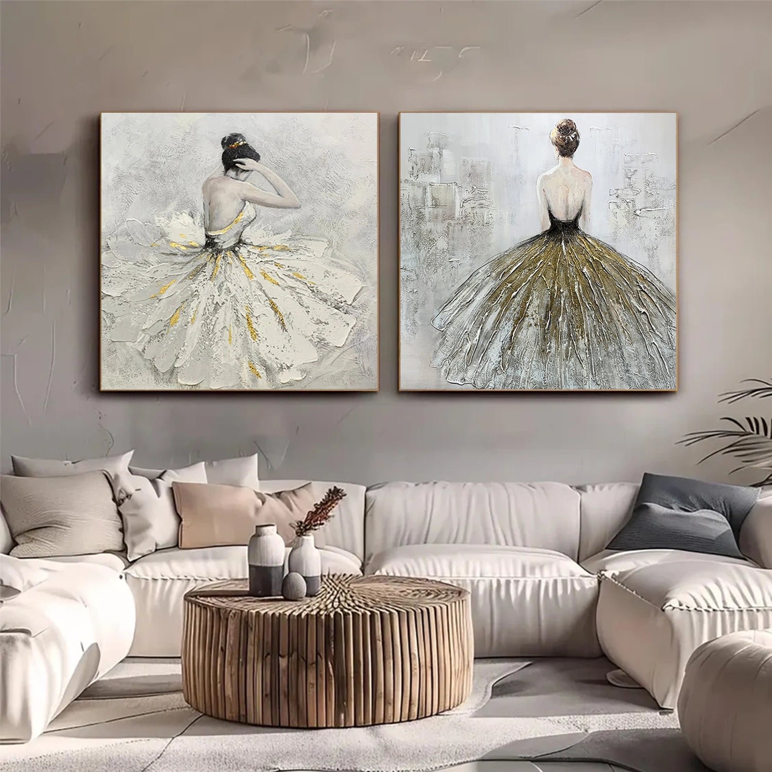Abstract Portrait Texture Square Set of 2 Wall Art #PT010