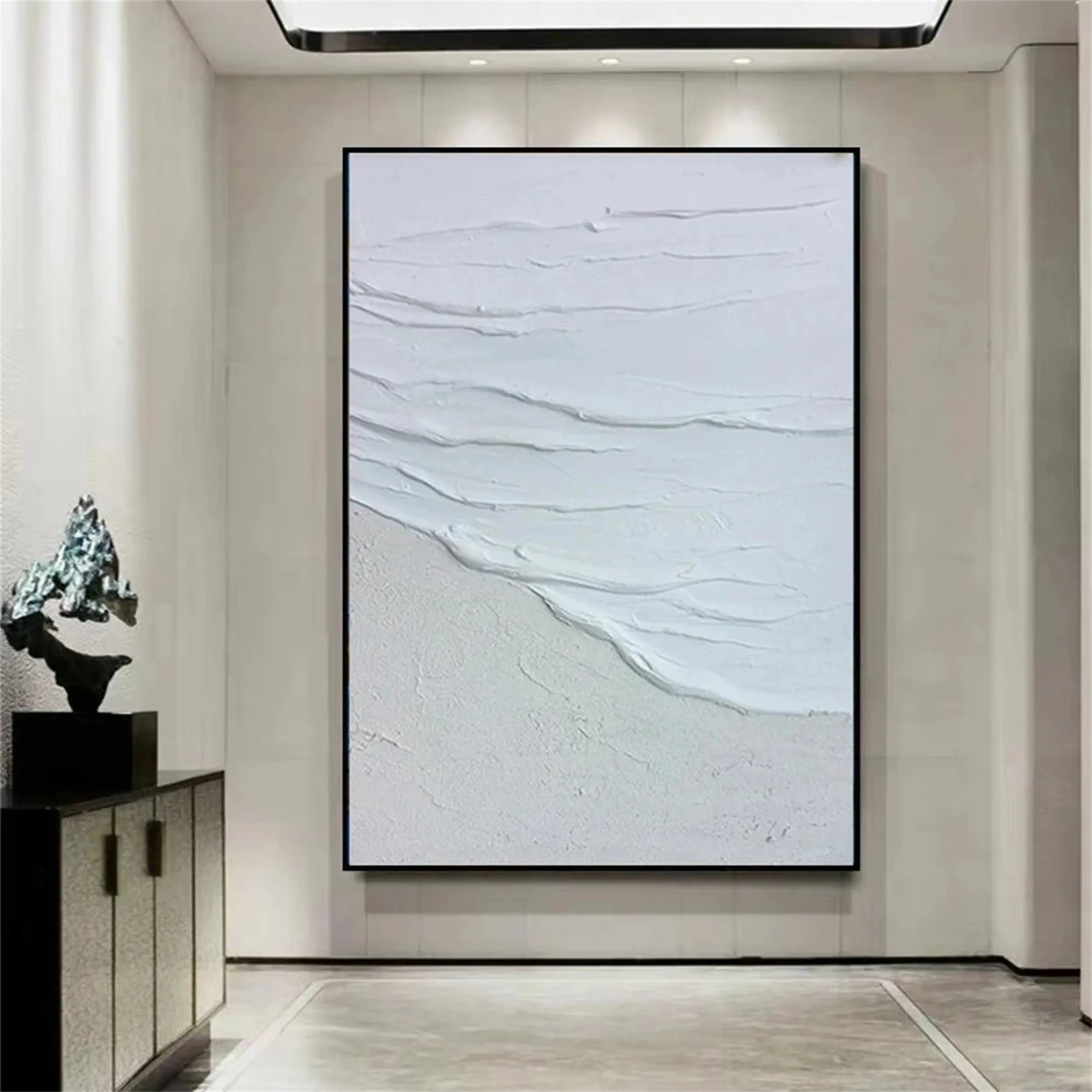 White Minimalist Textured Painting Canvas #MM168