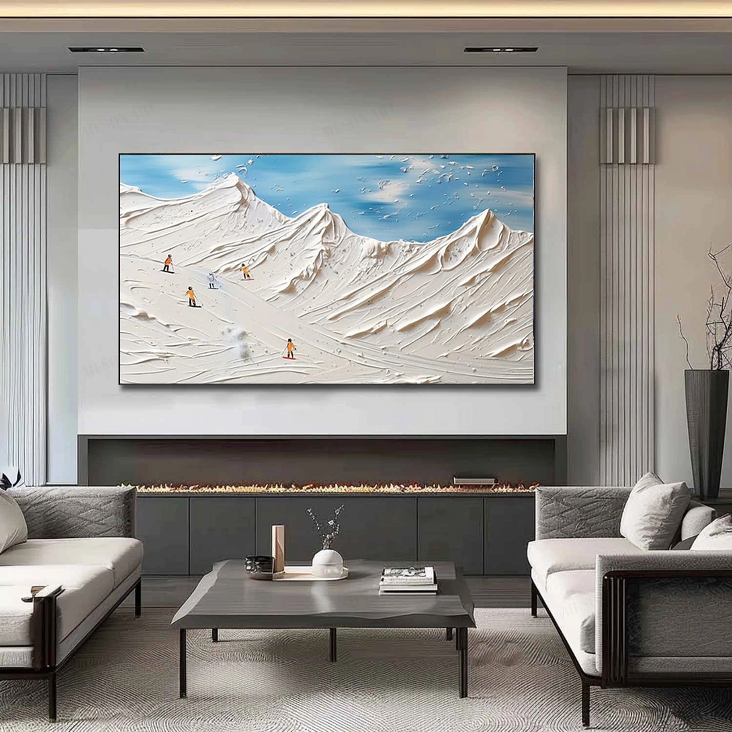 Skiing Sport Art Textured Painting Canvas # SP042