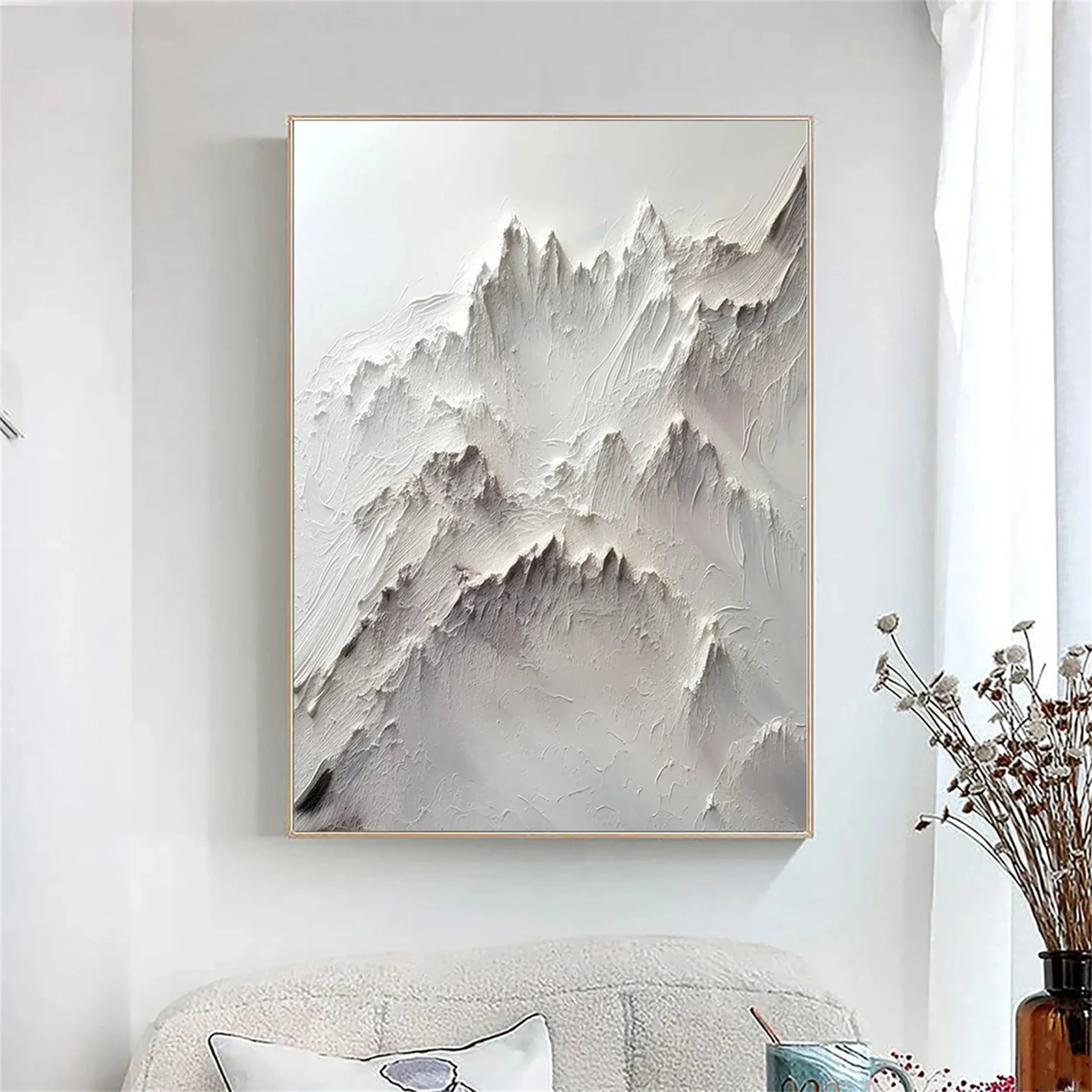 White Minimalist Textured Painting Canvas MM238