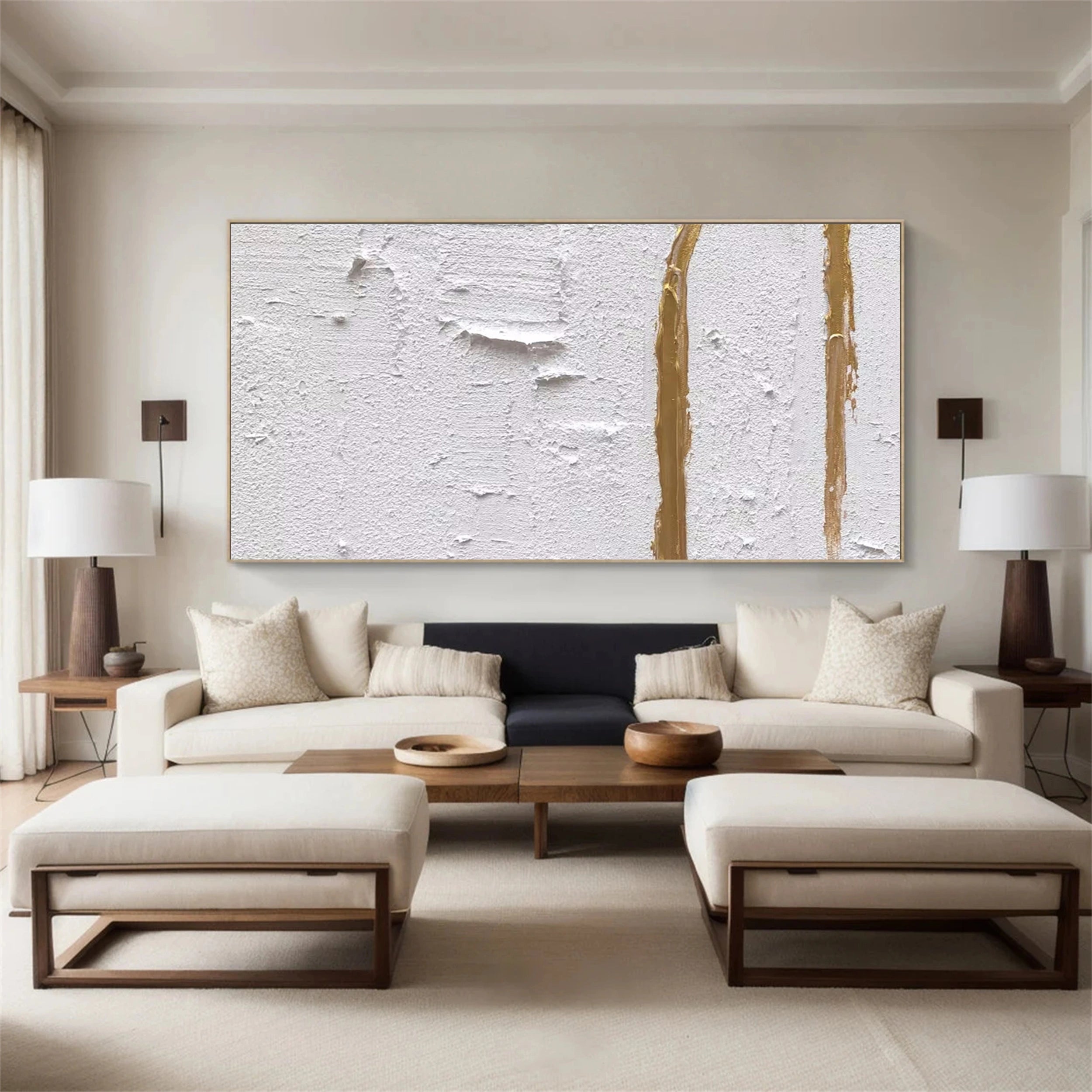 White Minimalist Textured Painting Canvas #MM140