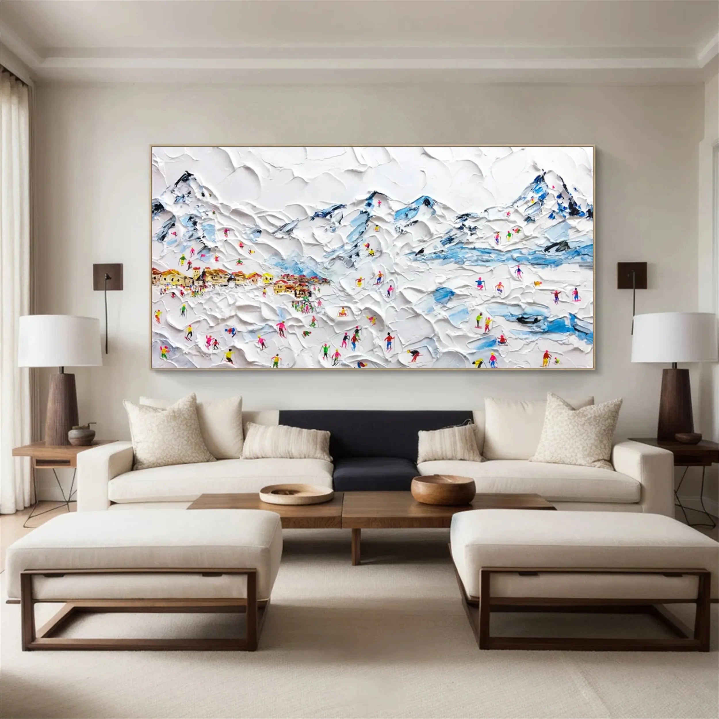 Skiing Sport Art Textured Painting Canvas #MM211