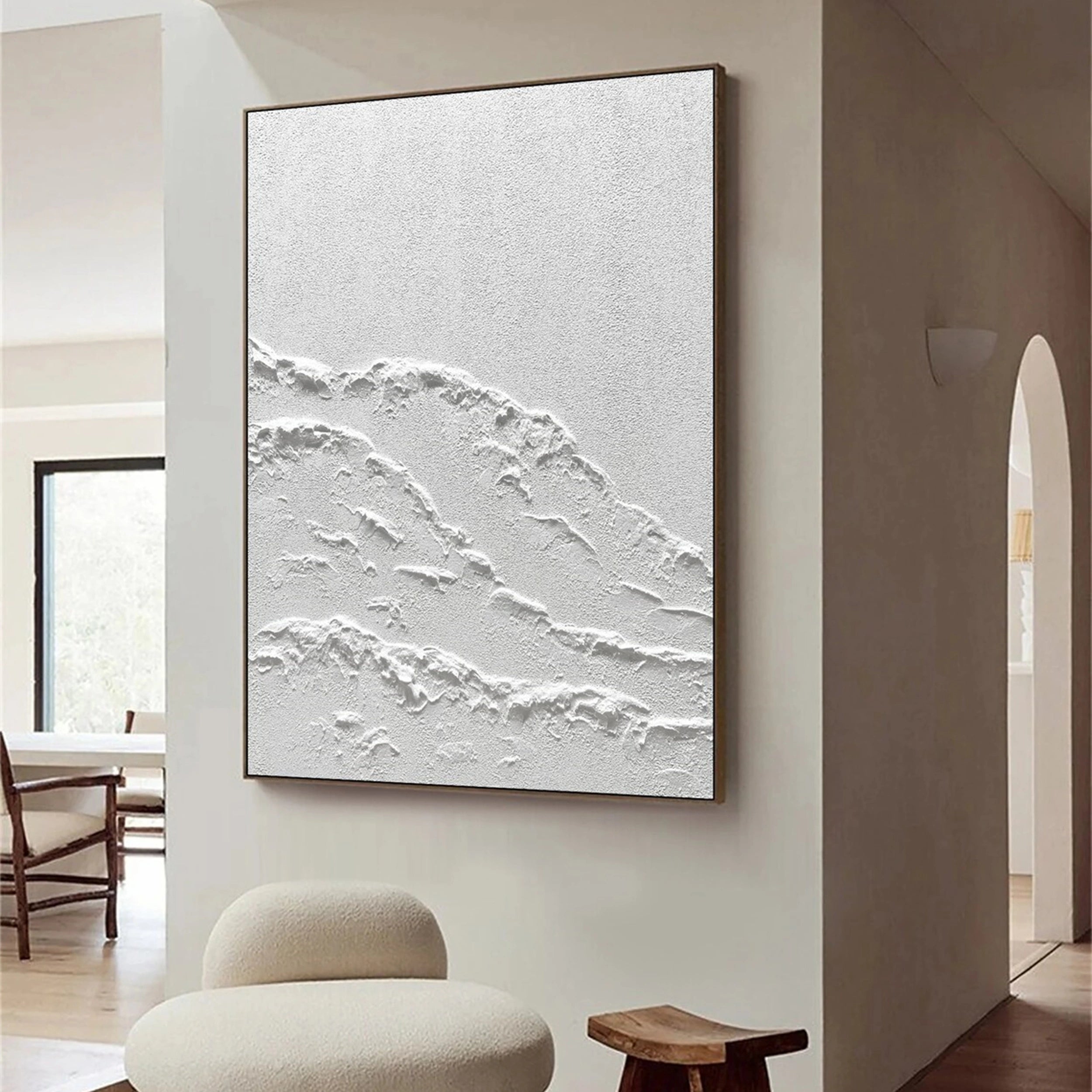 White Minimalist Textured Painting Canvas #MM101