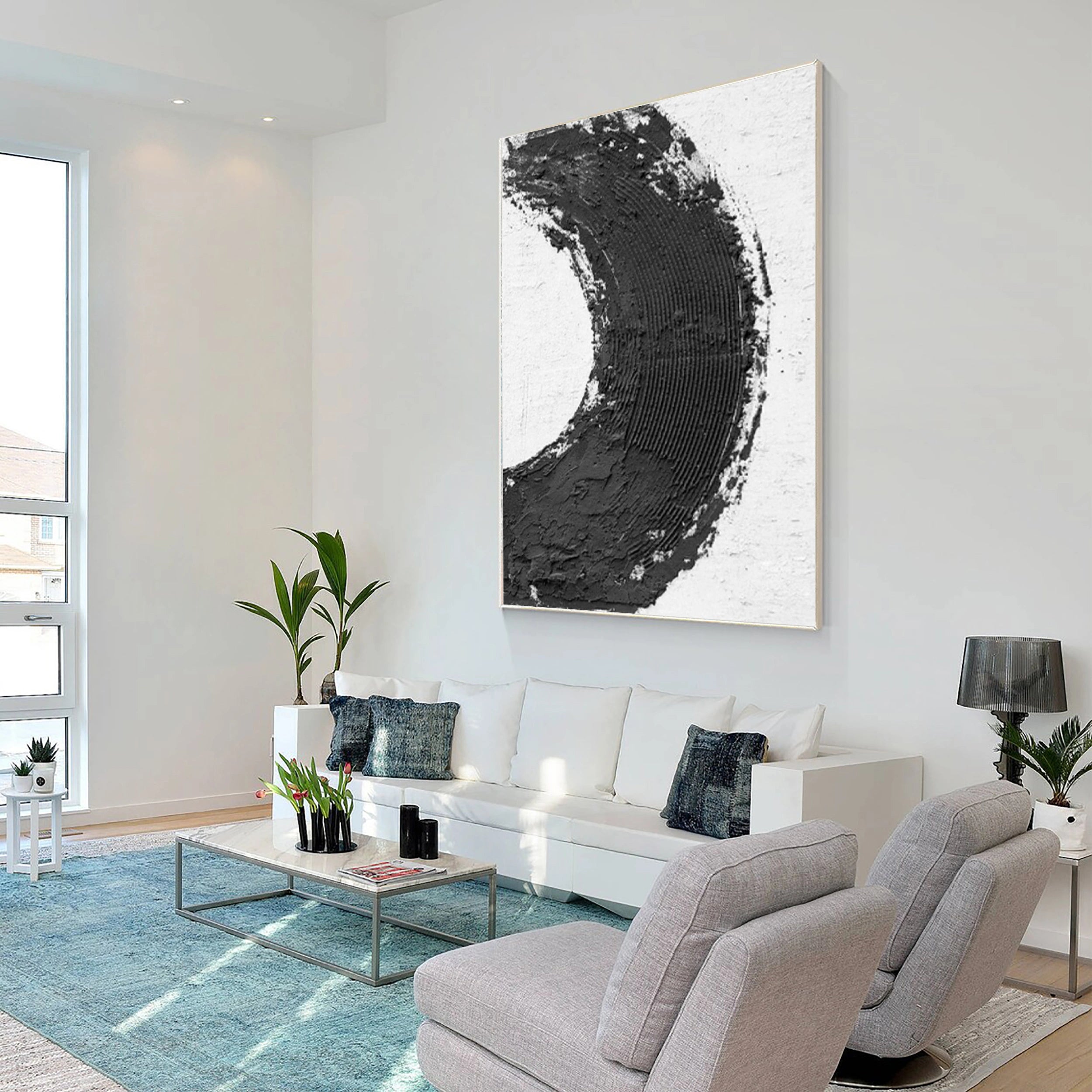Black White Textured Minimalist Wall Art #MZ067