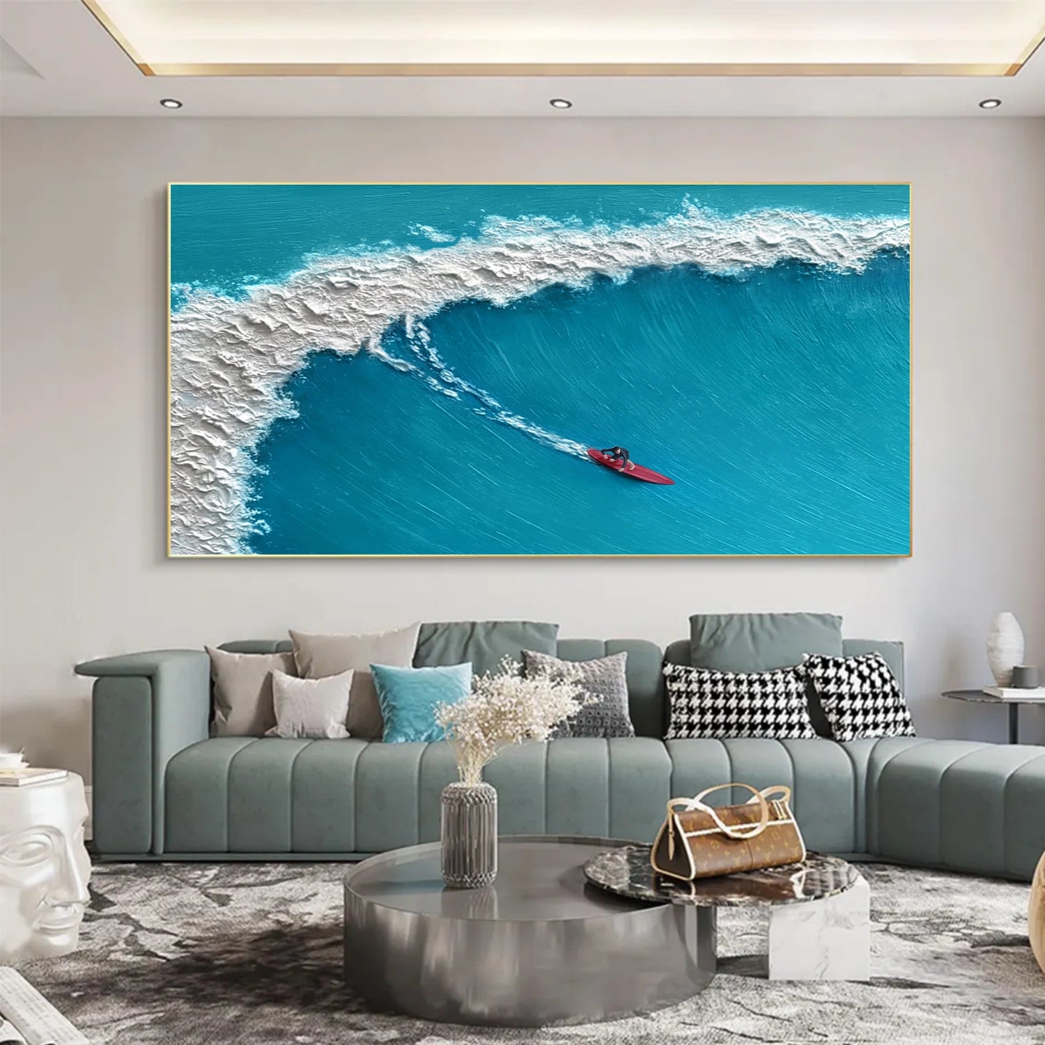 Surfing Sport Texture Canvas Painting #SA020