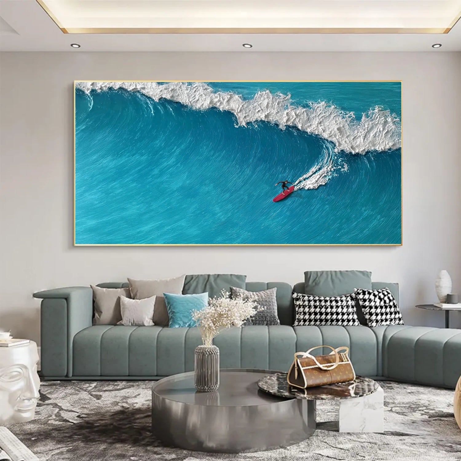 Surfing Sport Texture Canvas Painting #SA018