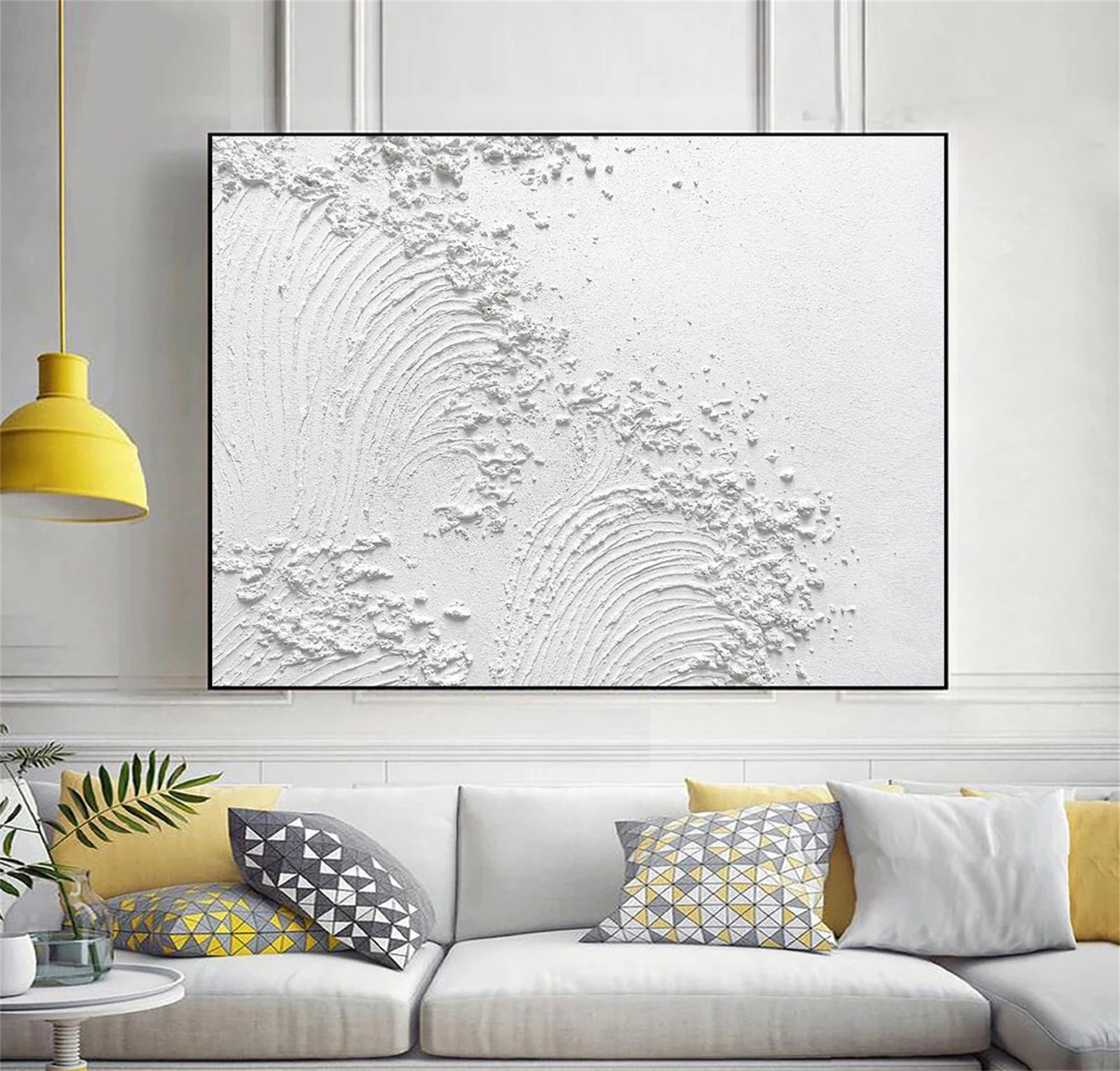 White Minimalist Textured Painting Canvas #MM120