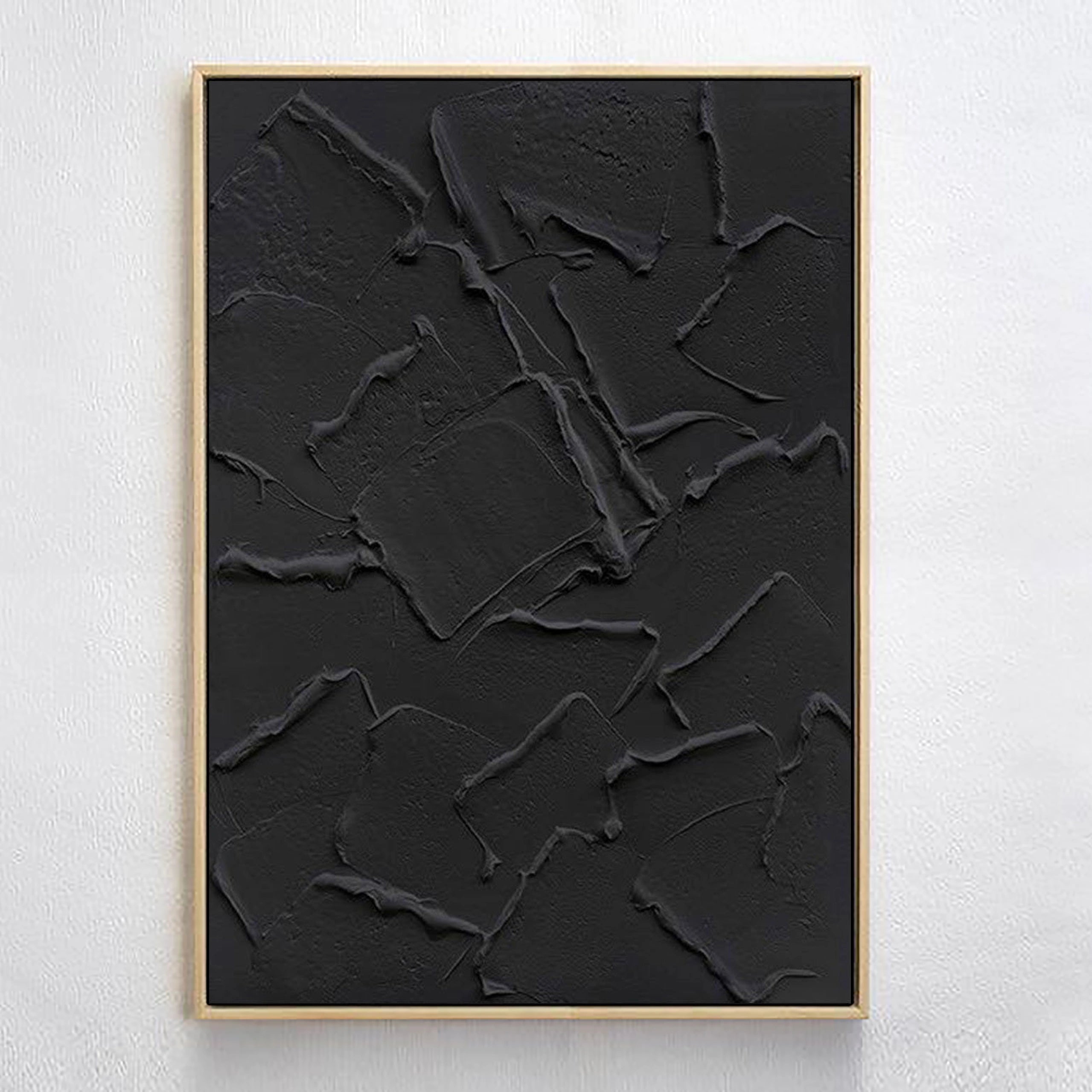 Black Minimalist Textured Painting Canvas #MZ006