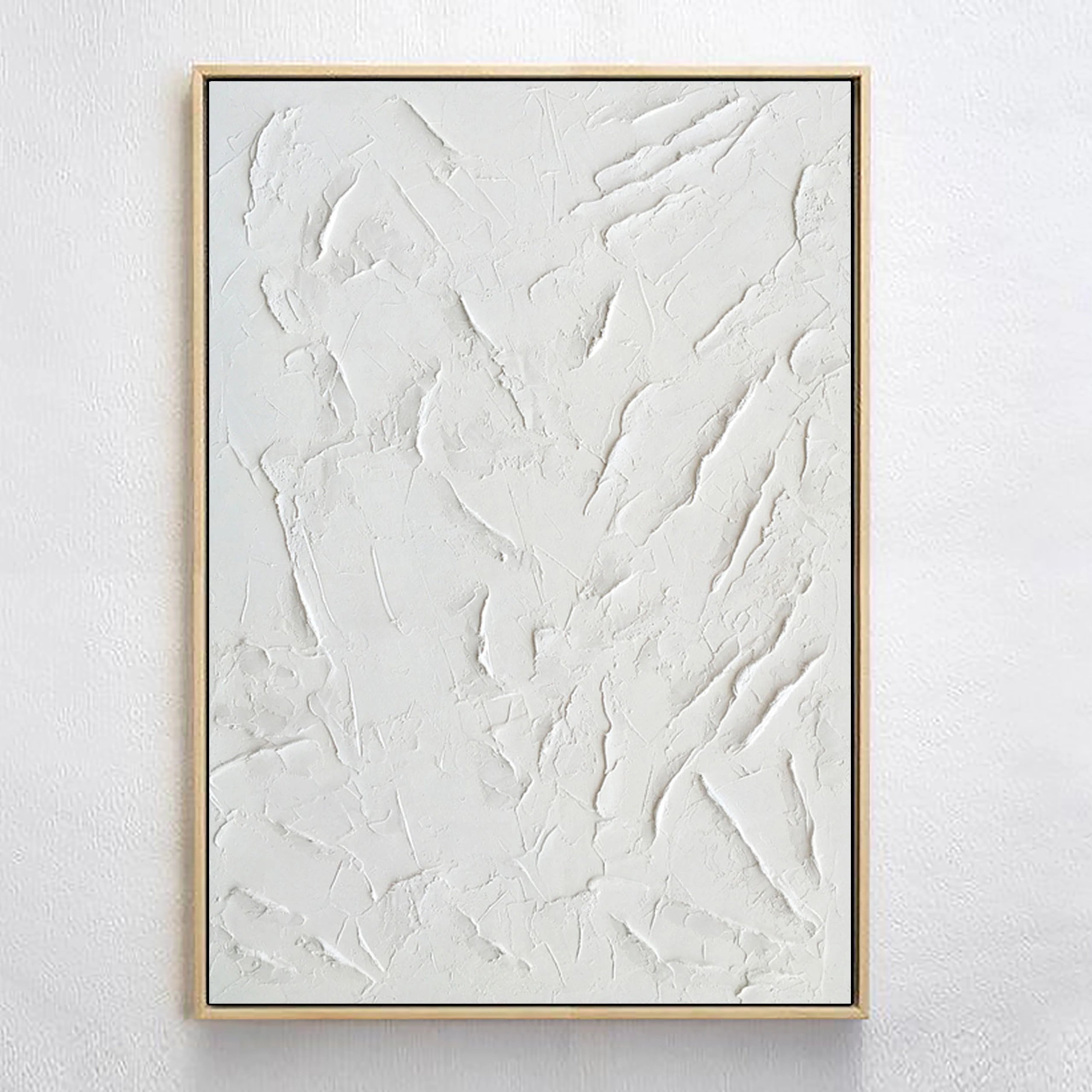 White Minimalist Textured Painting Canvas #MM004-Vertical