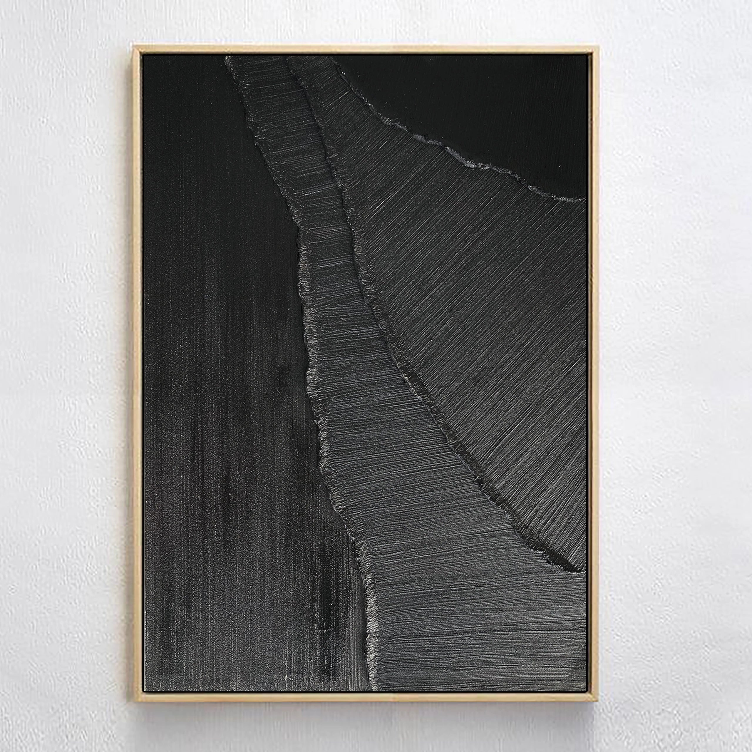 Black Minimalist Textured Painting Canvas #MZ005