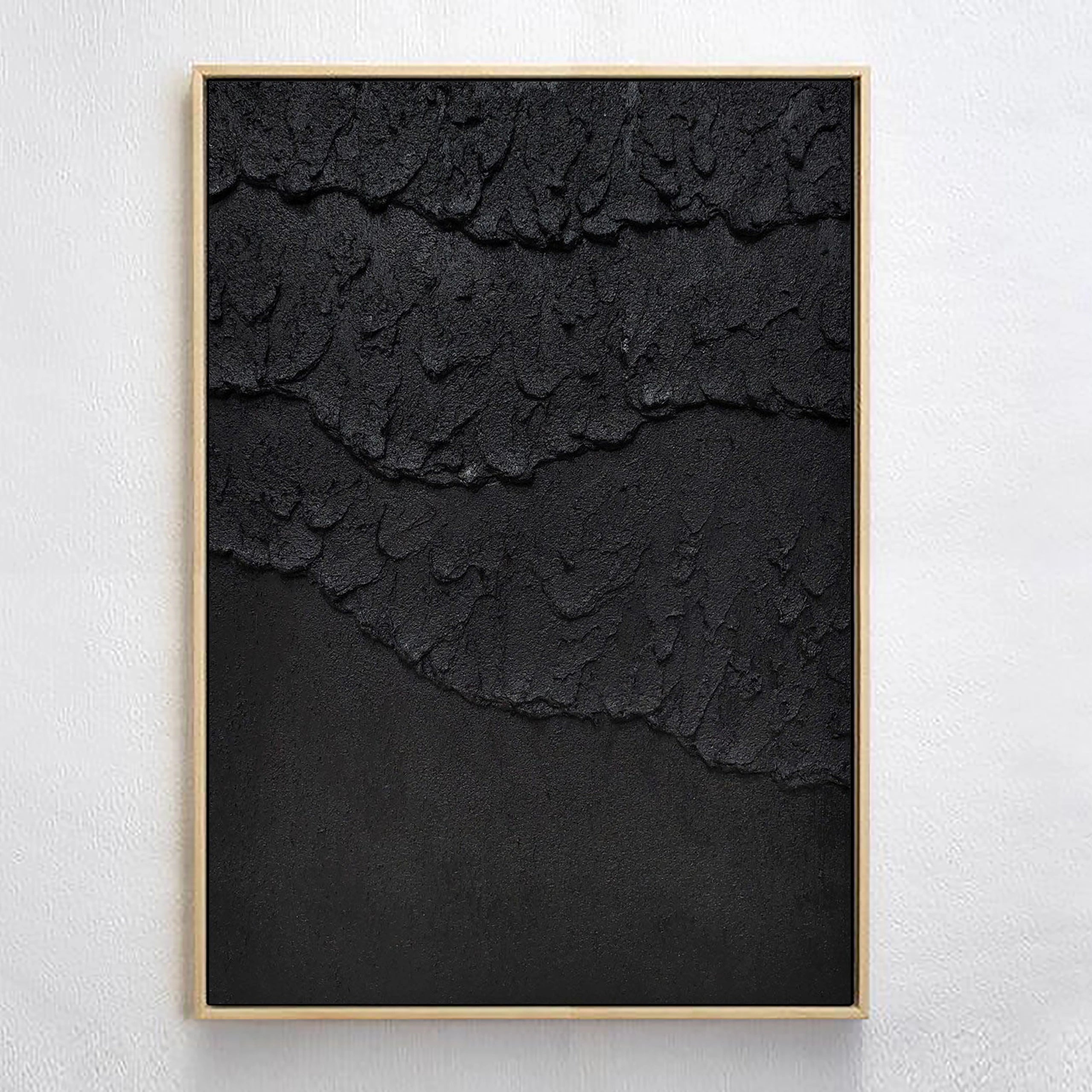 Black Plaster Art Minimalist Textured Painting #MZ017