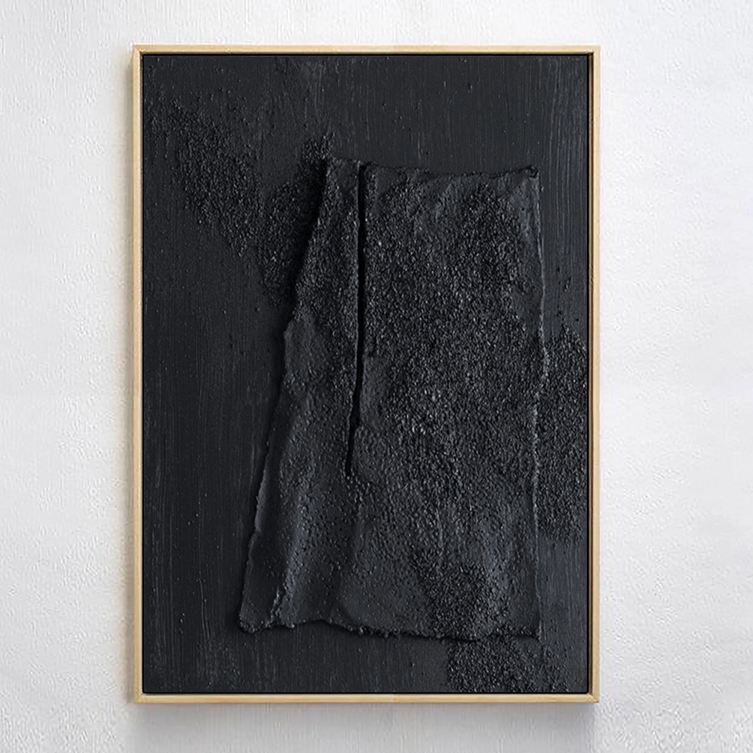 Black Plaster Art Minimalist Textured Painting #MZ003-Vertical