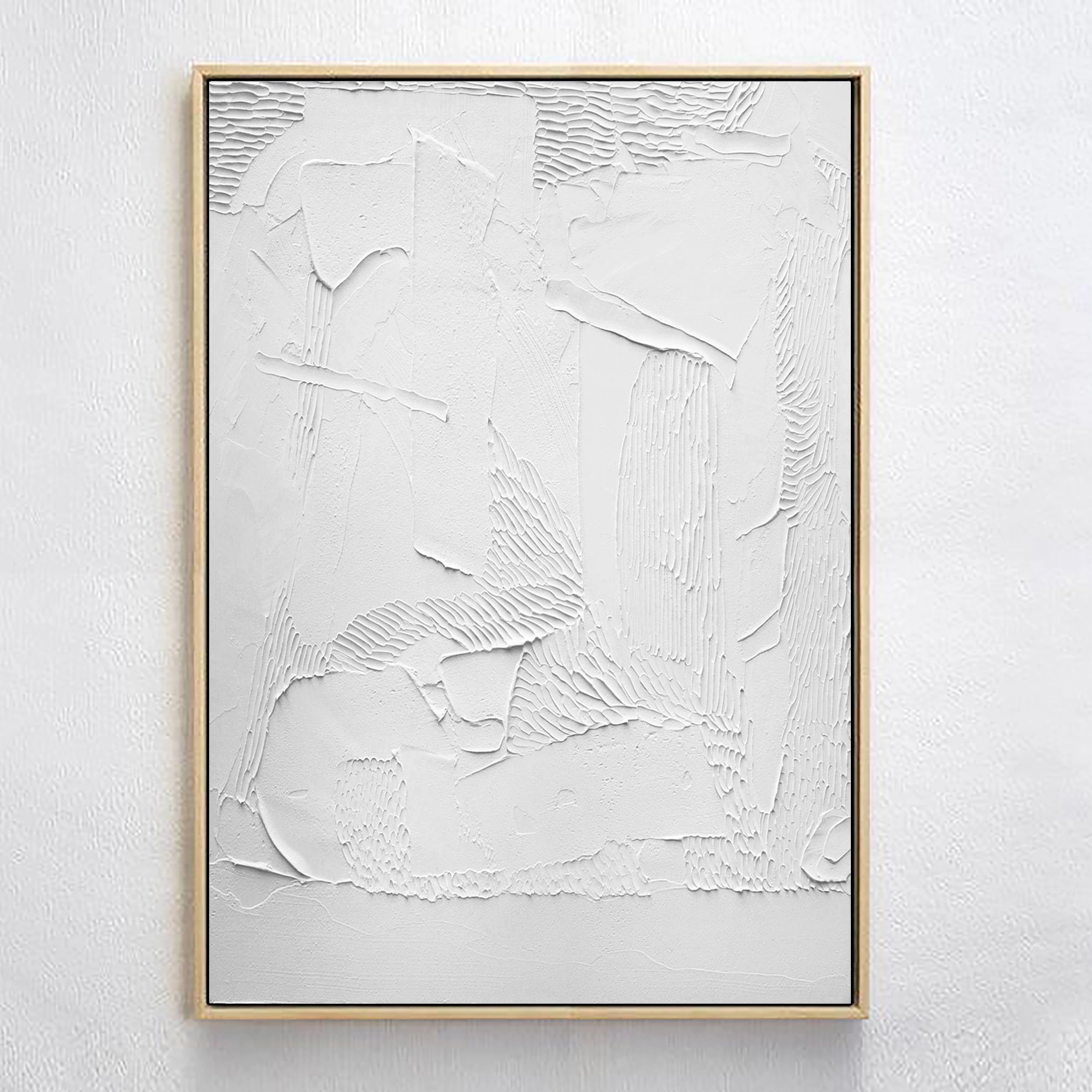 White Minimalist Textured Painting Canvas #MM006-Vertical