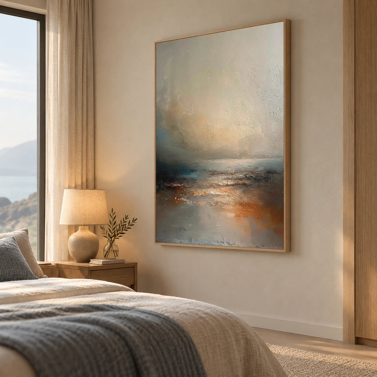 Ocean And Sky Abstract Texture Canvas Art #OS490
