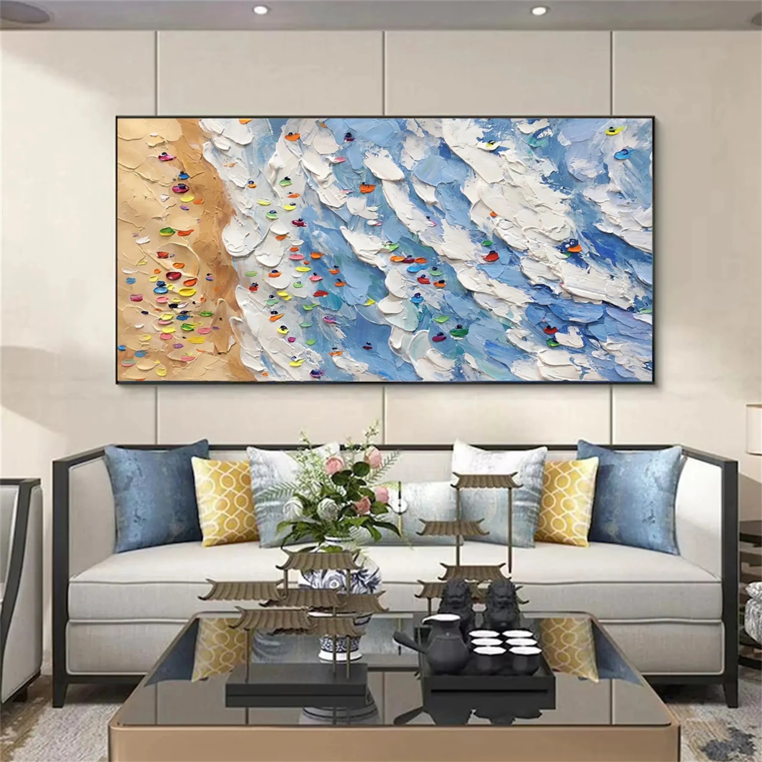 Seascape and Snowy Peak Painting #SP009