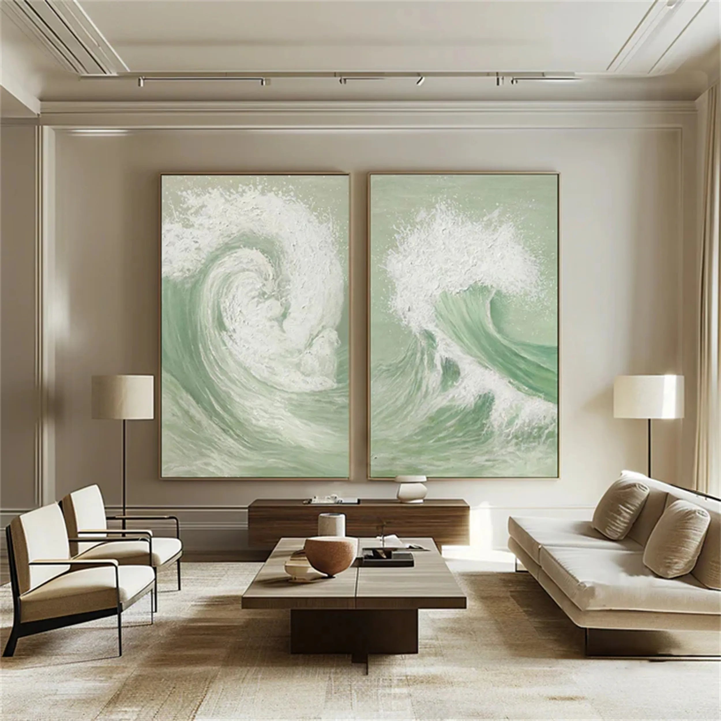 Blue & Green Abstract Set of 2 #BG060