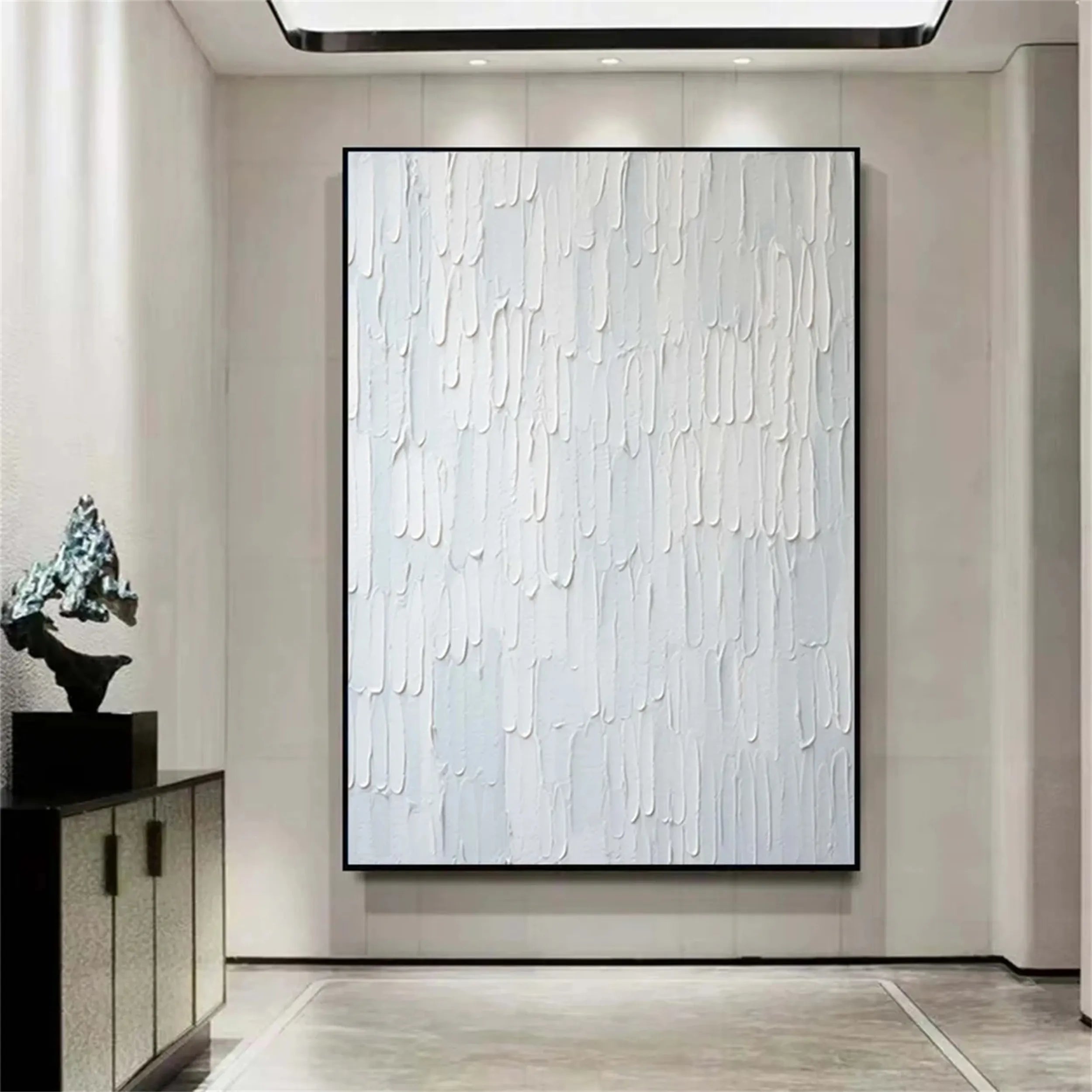 White Minimalist Textured Painting Canvas #MM172