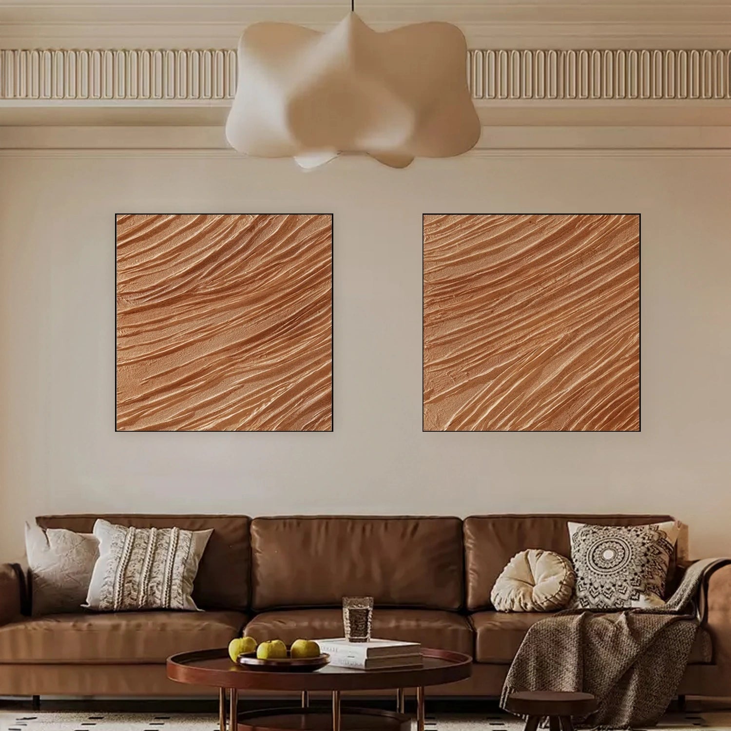 Brown Wabi Sabi Texture Square Set of 2 Wall Art #WS323