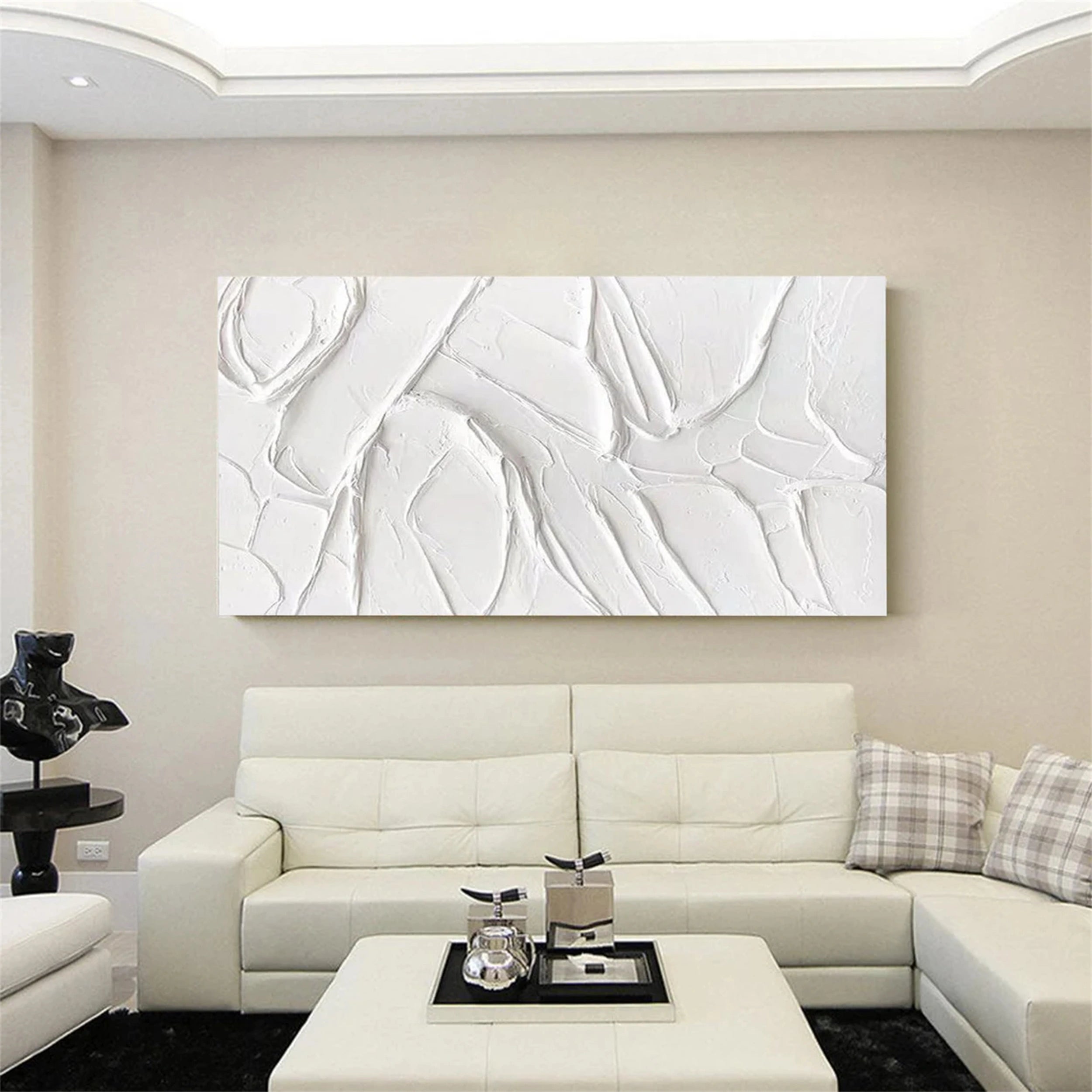 White Minimalist Textured Painting Canvas #MM104