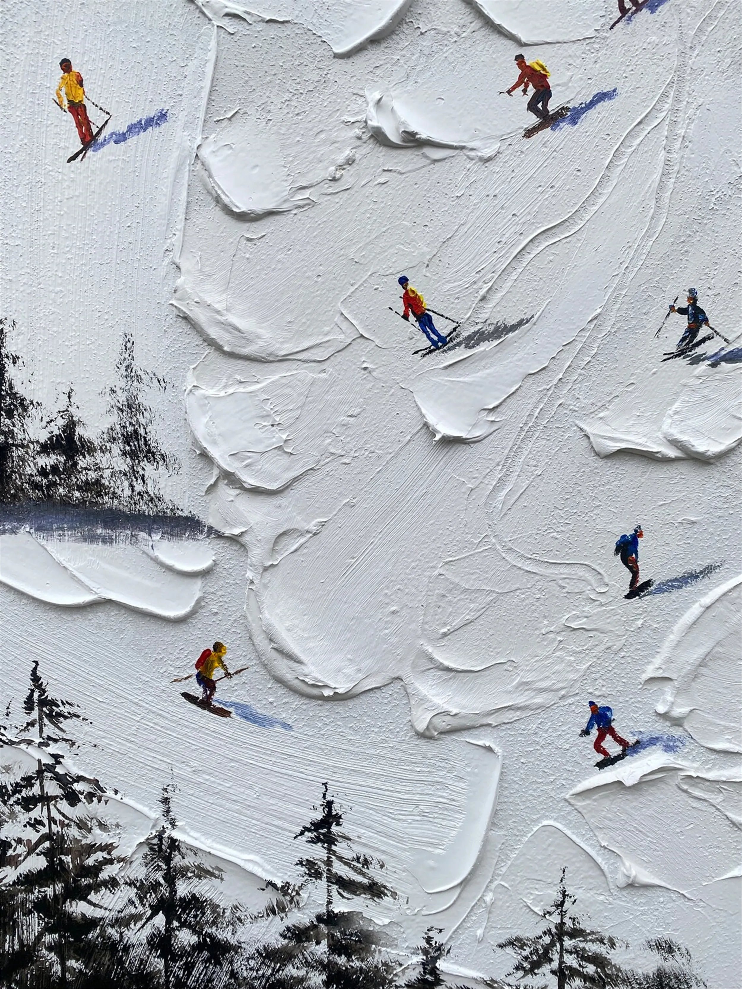 Skiing Sport Art Textured Painting Canvas #MM222