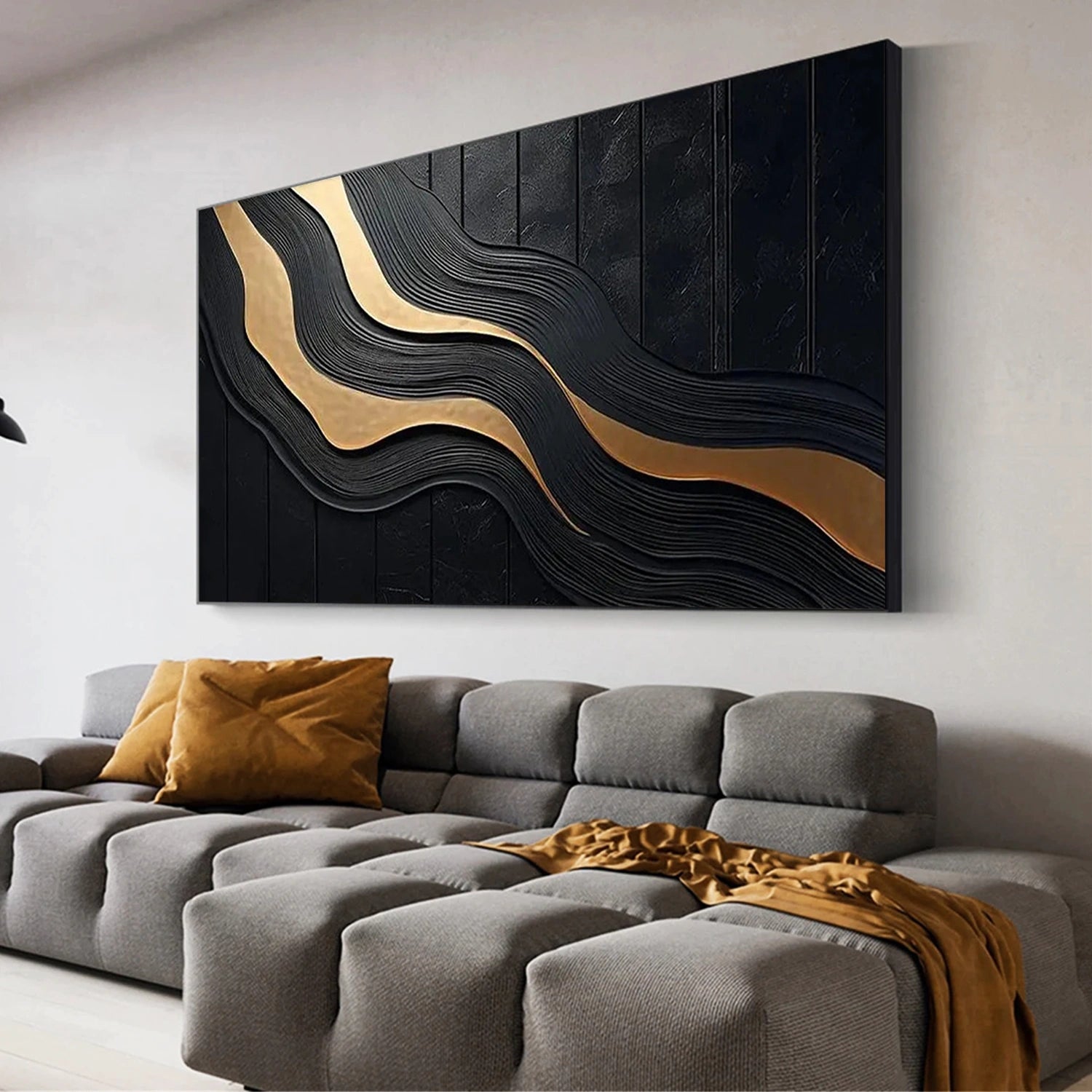 Black Minimalist Textured Painting #MZ134
