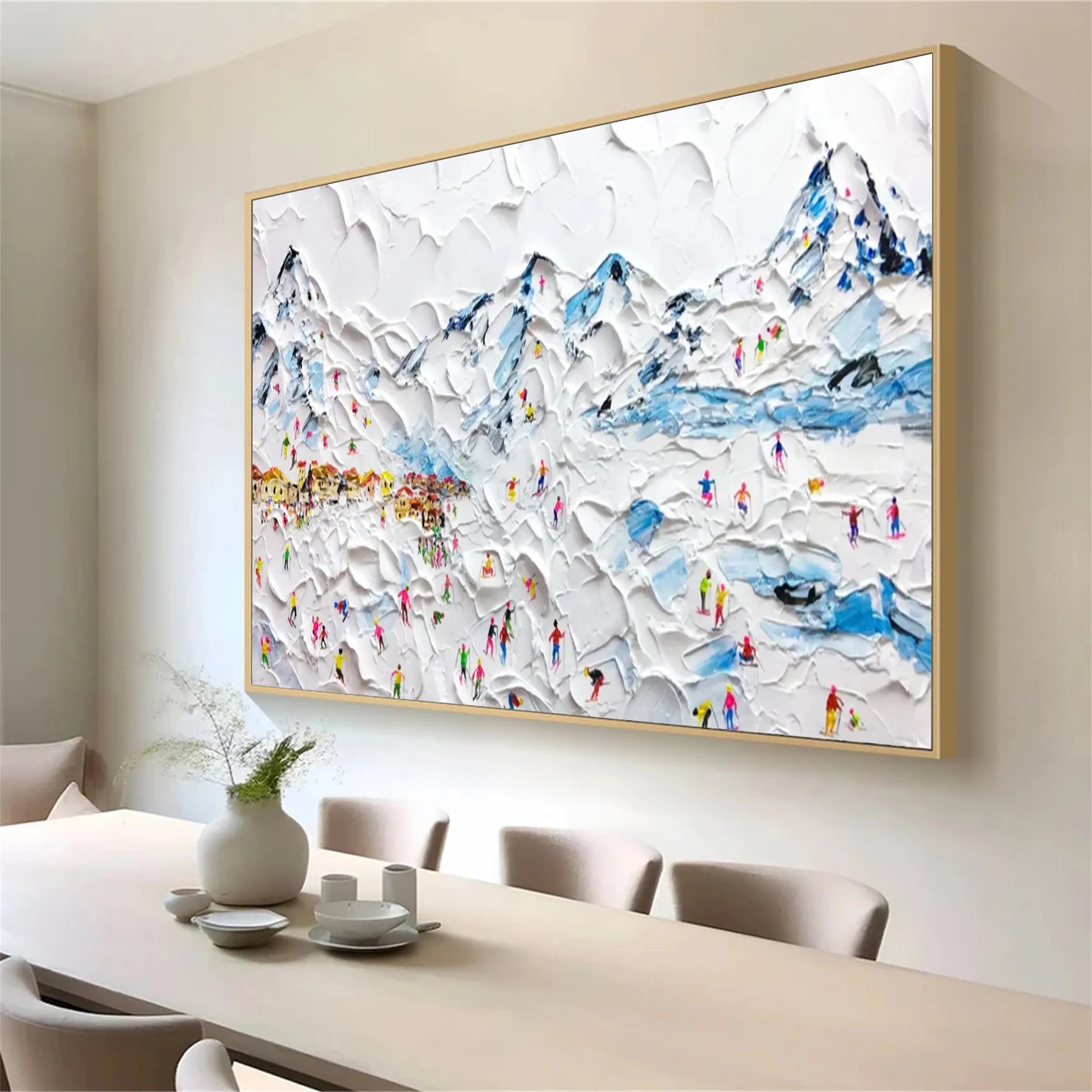 Skiing Sport Art Textured Painting Canvas #MM211
