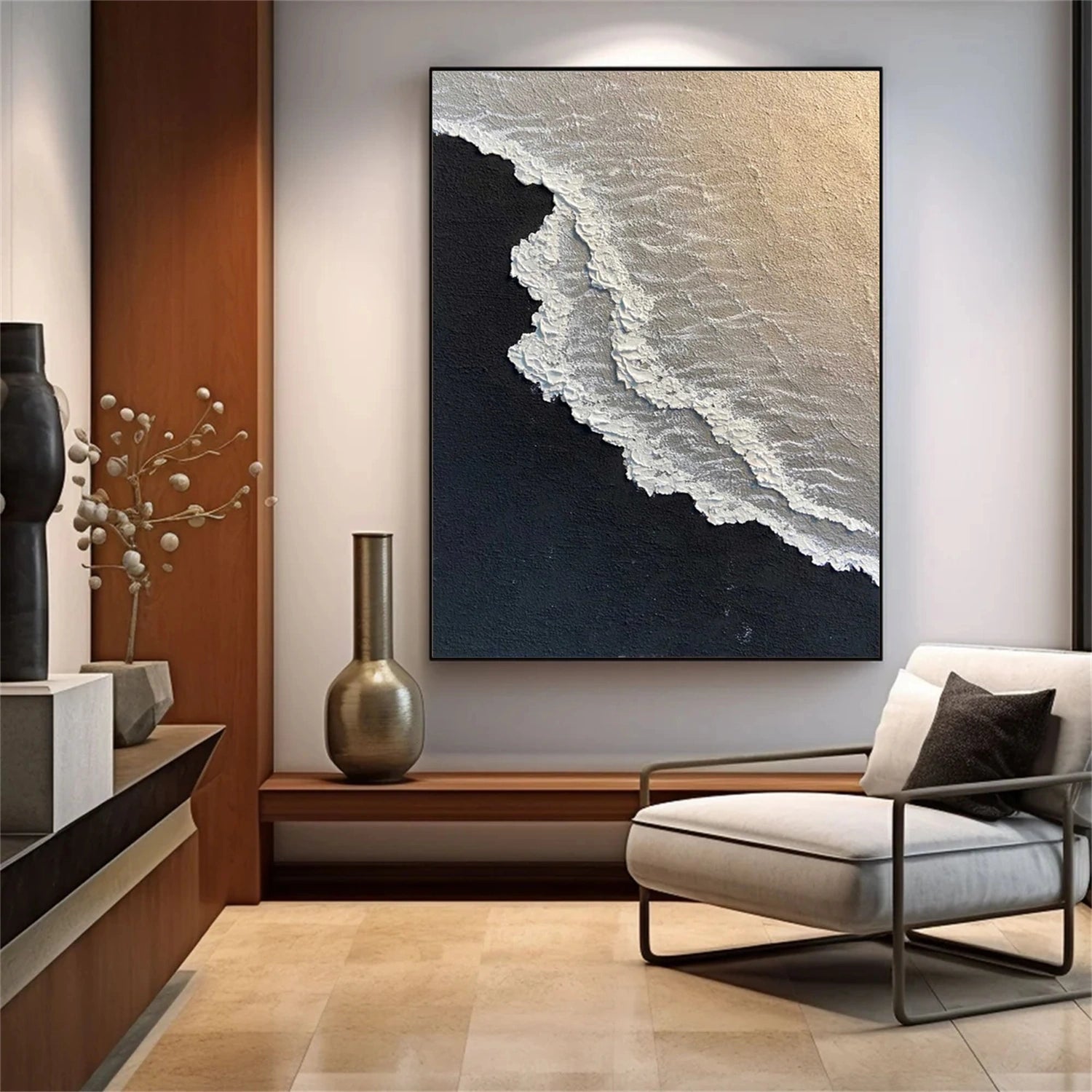 Ocean And Sky Abstract Textured Canvas Art #OS 295