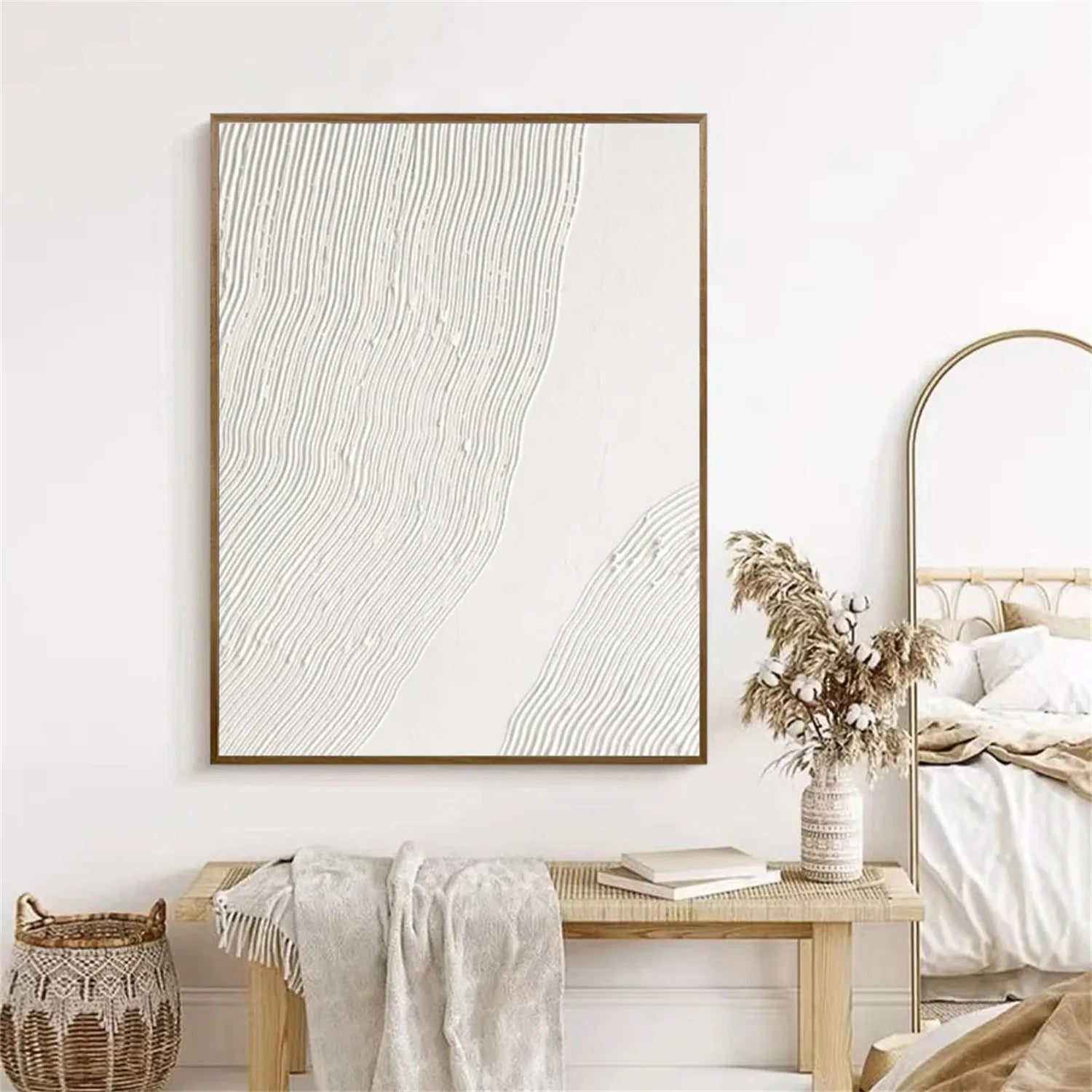 White Minimalist Textured Painting Canvas #MM274