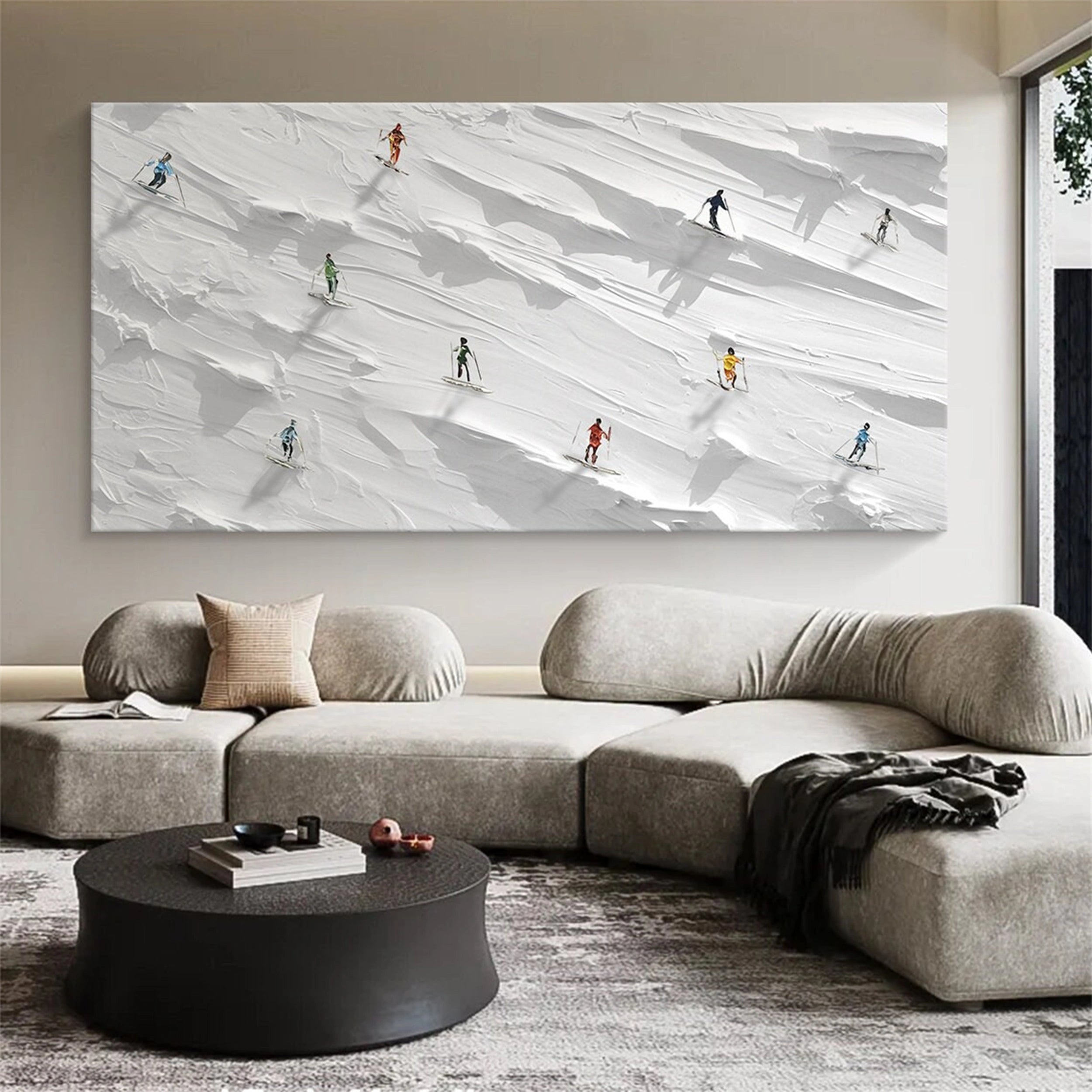 Skiing Sport Art Textured Painting Canvas #MM116
