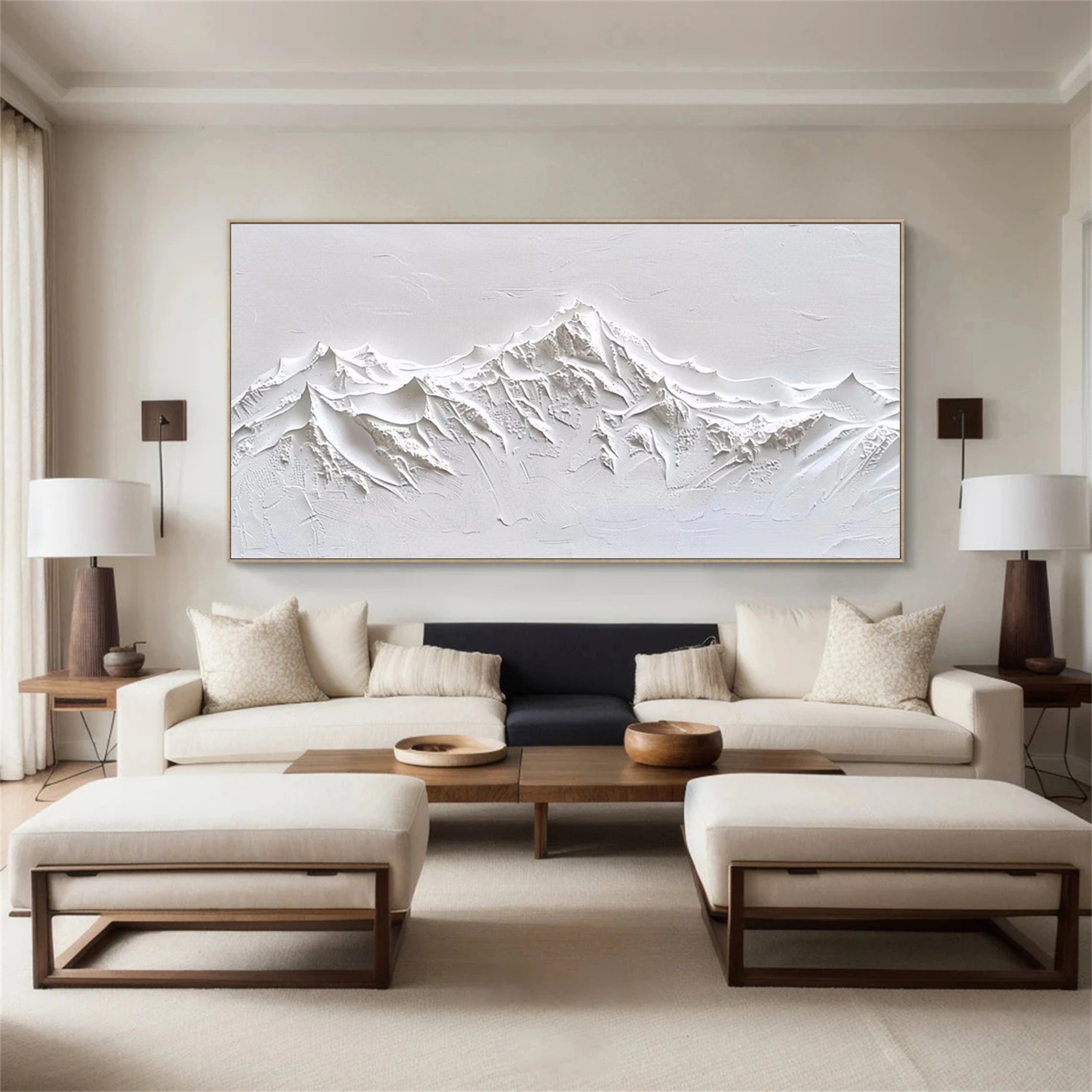 White Minimalist Textured Painting Canvas #MM132